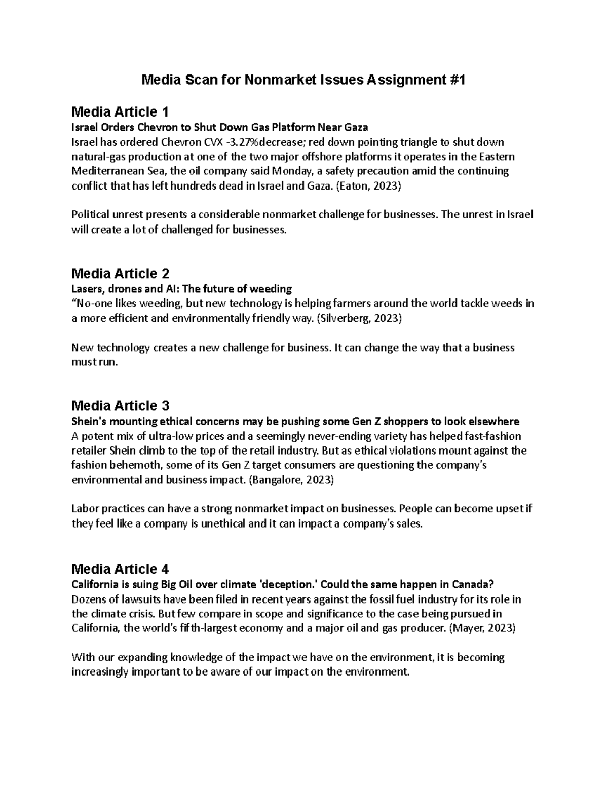 Media Scan for Nonmarket Issues - (Eaton, 2023) Political unrest ...