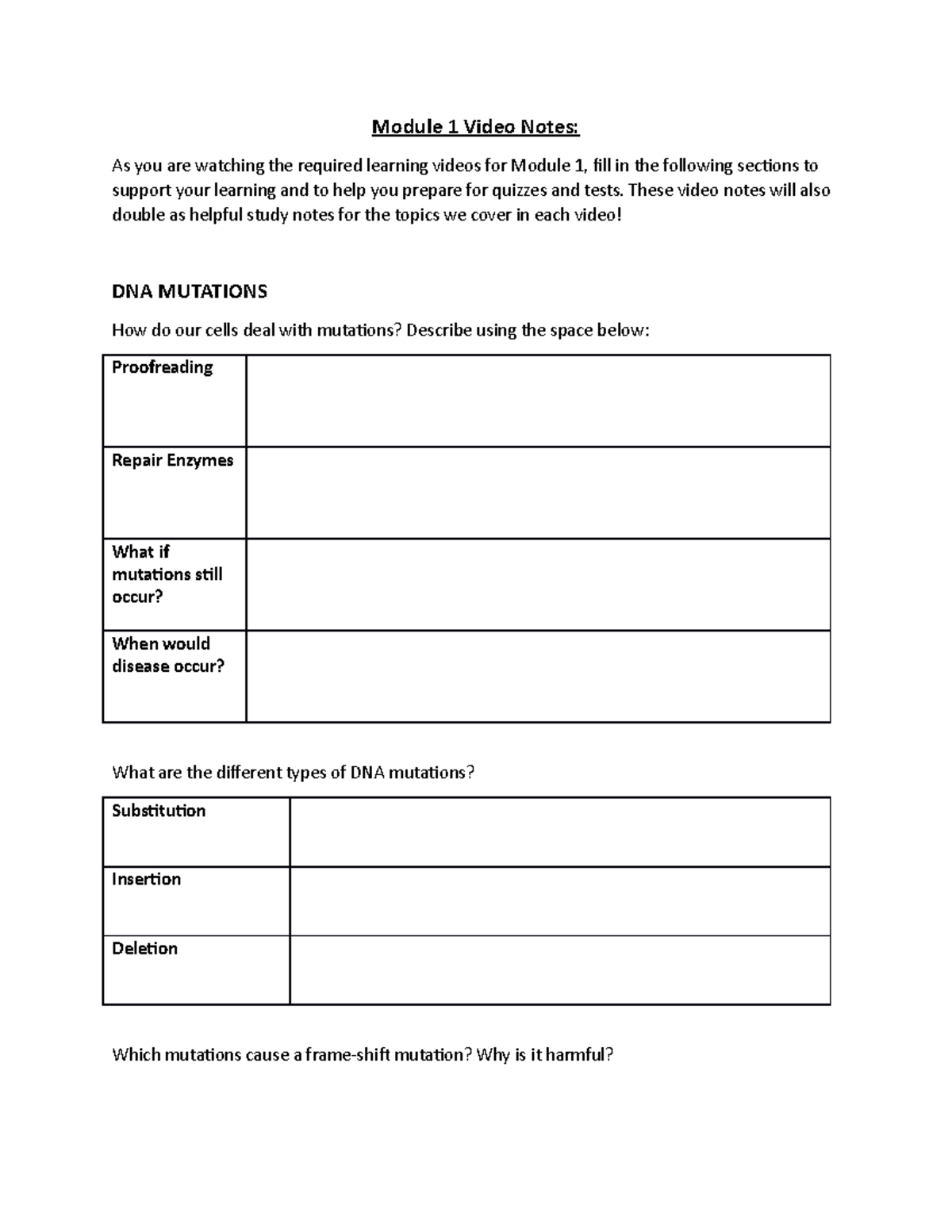 Module 1 Video notes - Module 1 Video Notes: As you are watching the ...