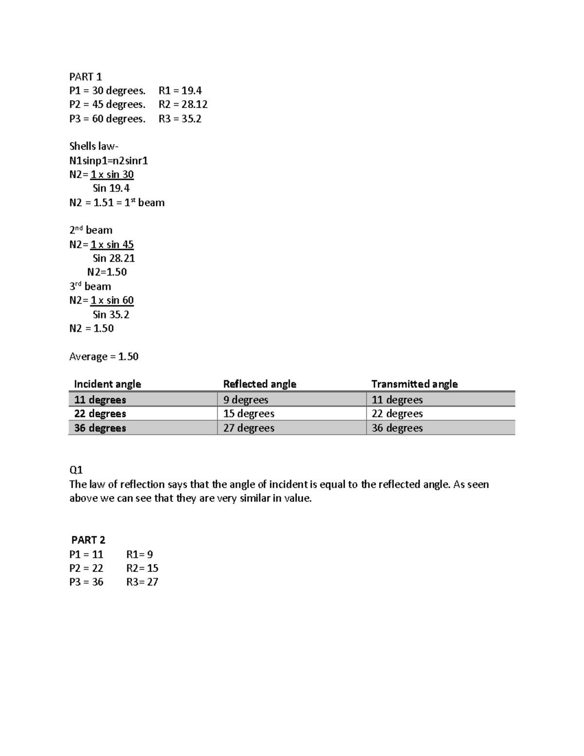 PART 1 & 2 - Lab work - PHZ4434 - USF - Studocu