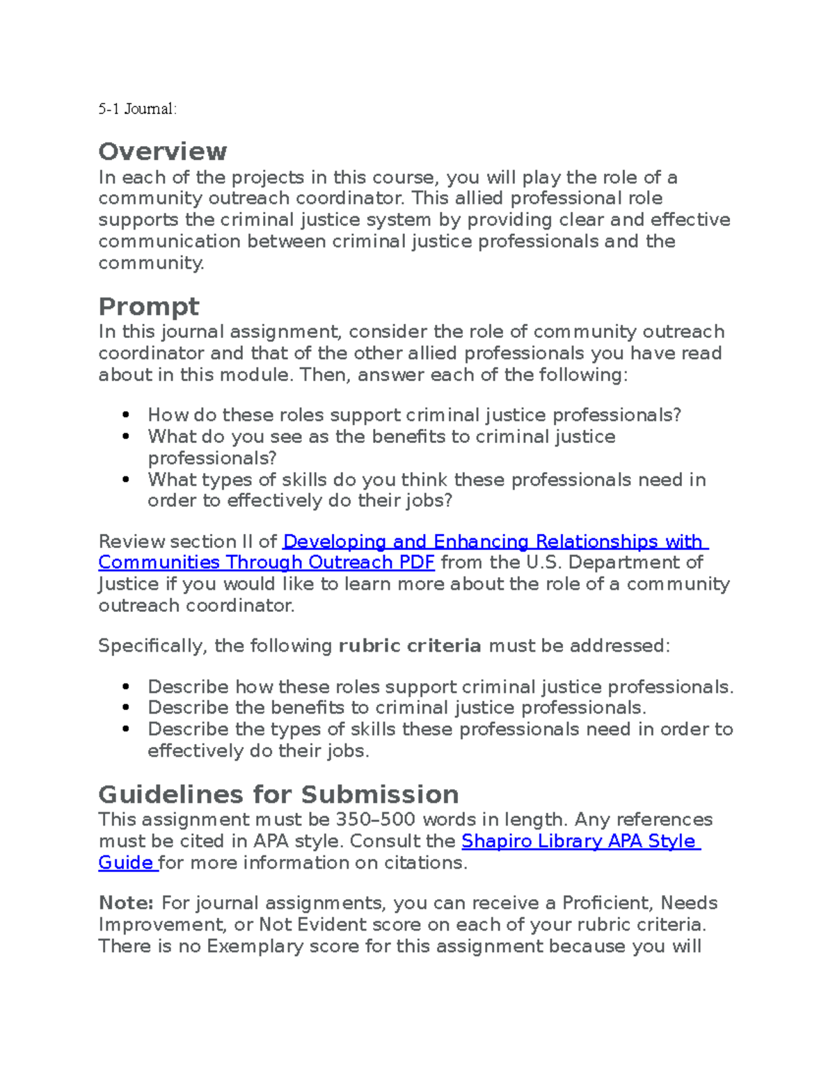 5-1 journa assignments - 5-1 Journal: Overview In each of the projects ...