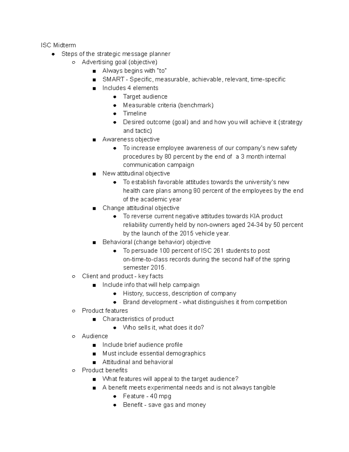 ISC 261 Midterm Notes - ISC Midterm Steps of the strategic message ...
