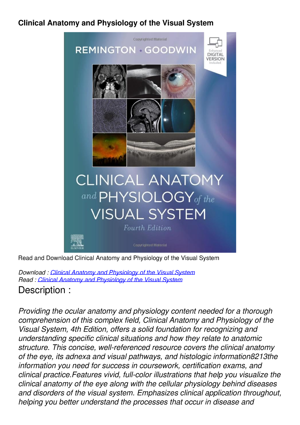 Audiobook Clinical Anatomy and Physiology of the Visual System