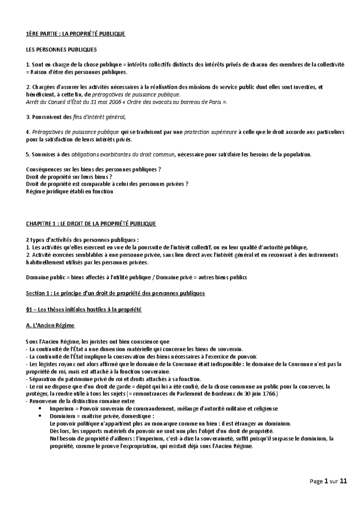 Le droit de la propriété publique 1ÈRE PARTIE LA PROPRIÉTÉ PUBLIQUE LES PERSONNES PUBLIQUES