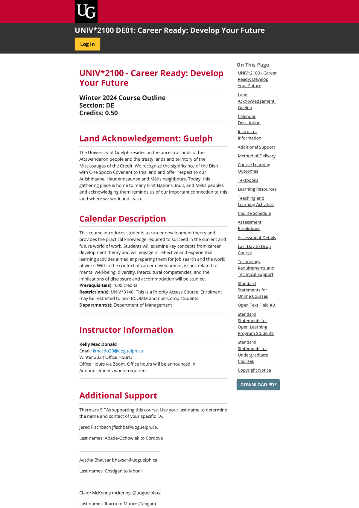 Develop Your Future - Log In UNIV*2100 DE01: Career Ready: Develop Your ...