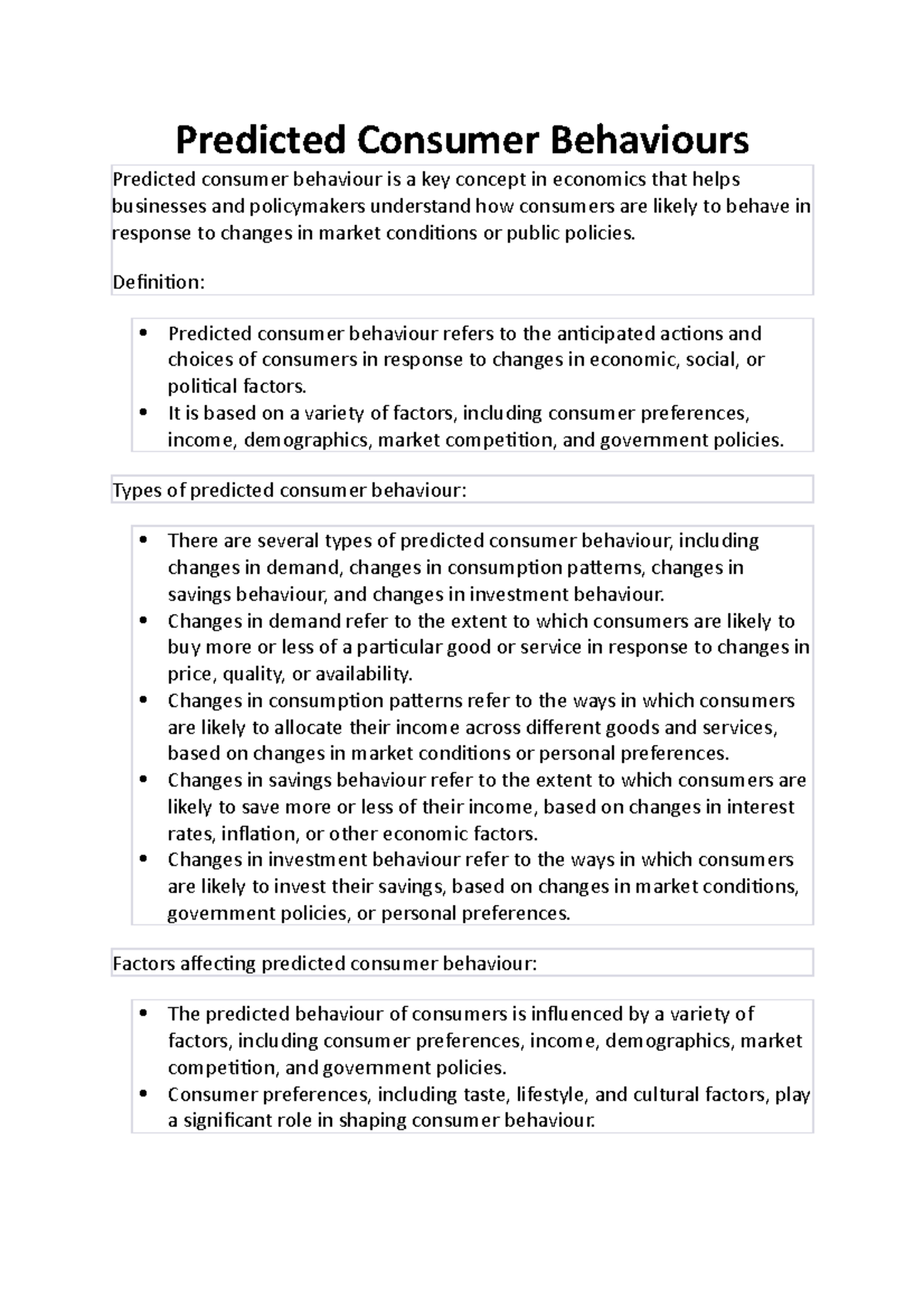 Predicted Consumer Behaviours - Predicted Consumer Behaviours Predicted ...