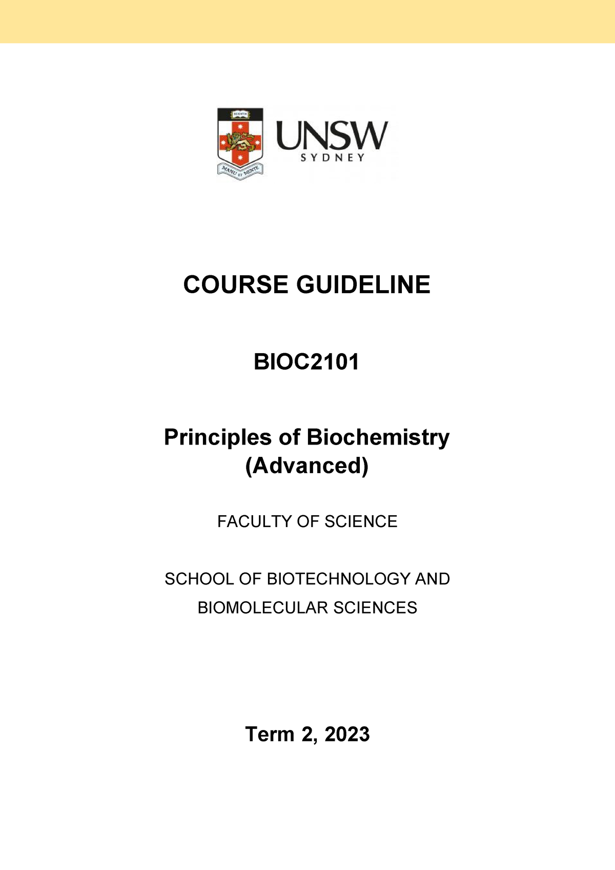 BIOC2101 Course Guideline 2023 Updated - COURSE GUIDELINE BIOC ...