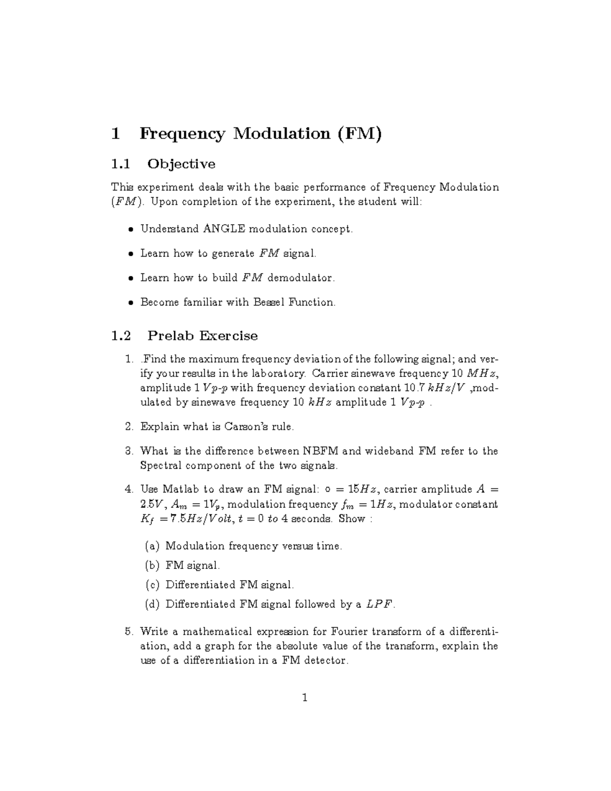 Frequency Modulation FM - Upon completion of the experiment, the ...