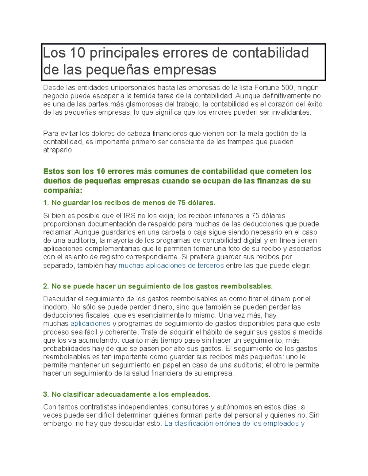 Los 10 principales errores de contabilidad de las pequeñas empresas ...