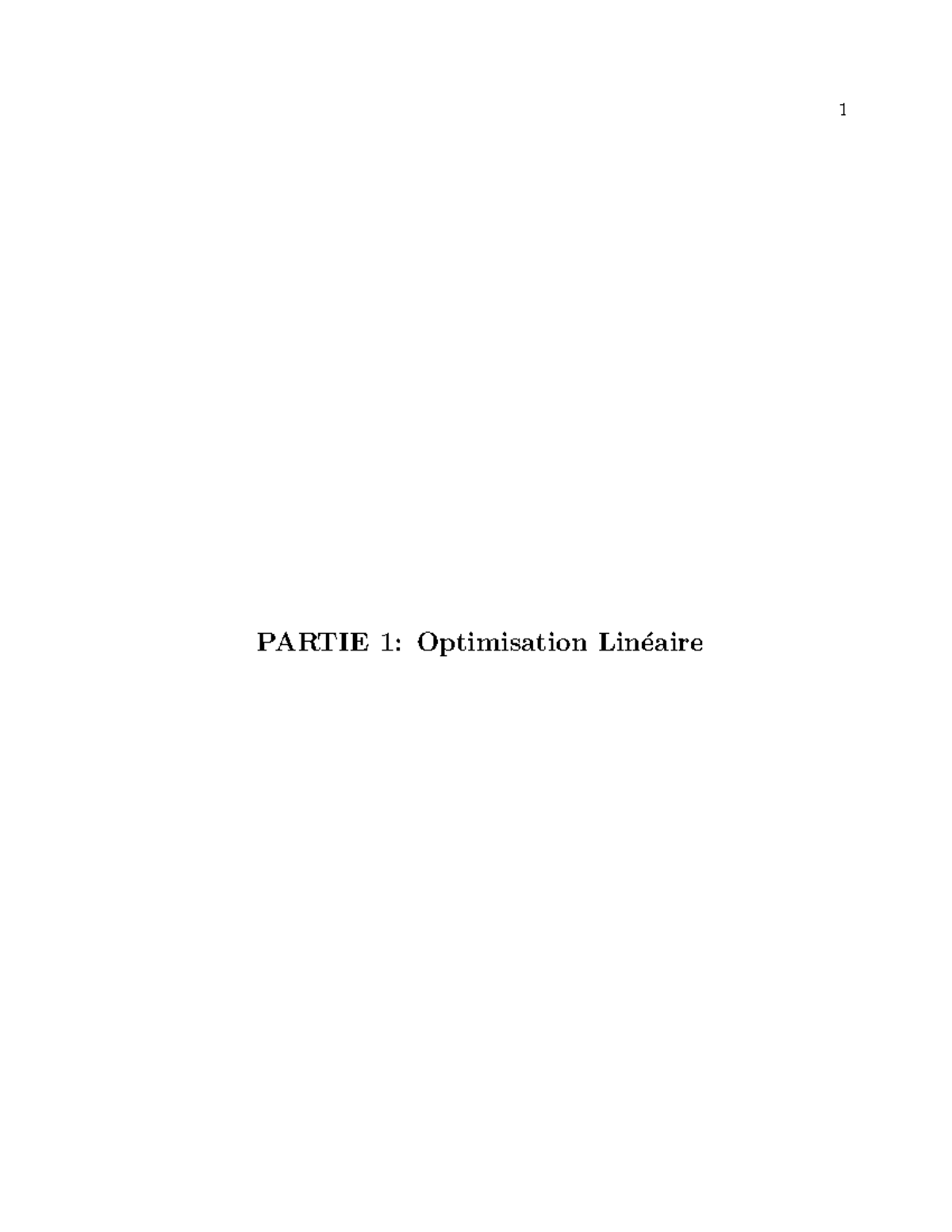 Cours Optimisation - PARTIE 1: Optimisation Lin ́eaire Chapitre I ...