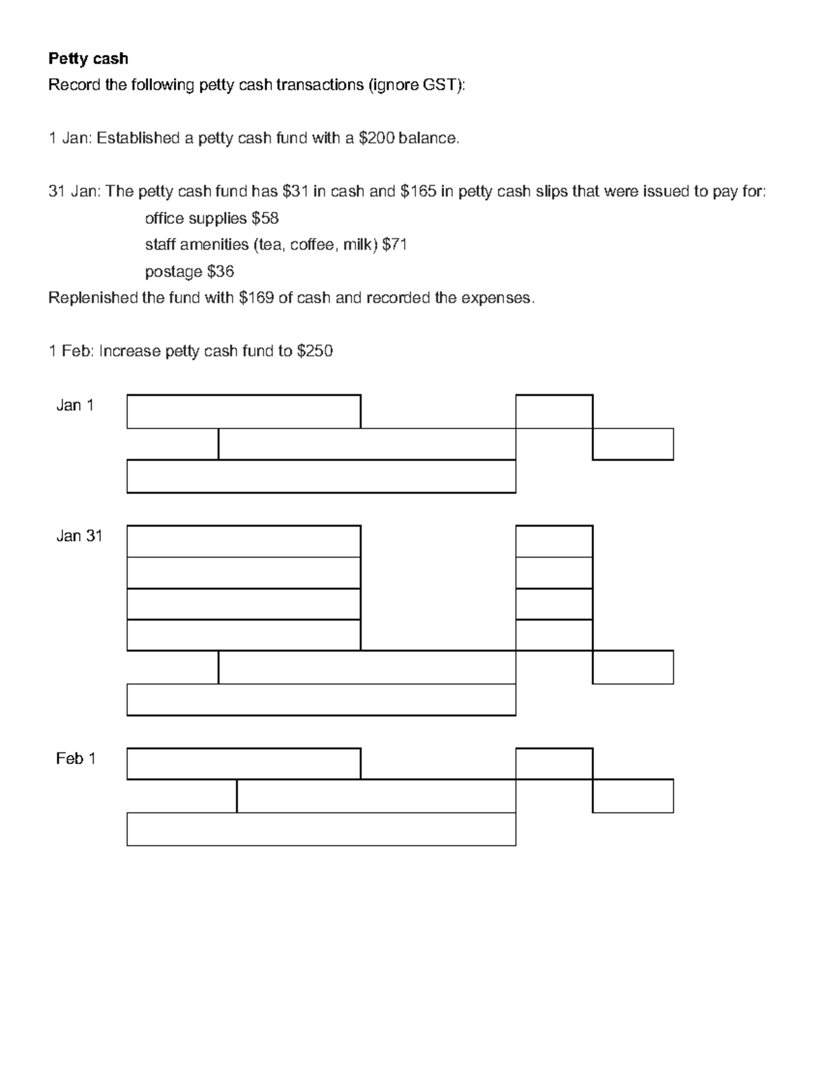 T8 Tutorial PC, Bank Rec, TB and FS - Petty cash Record the following ...