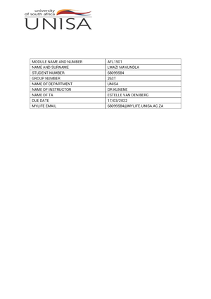 afl1501 assignment 4 interpersonal relationships