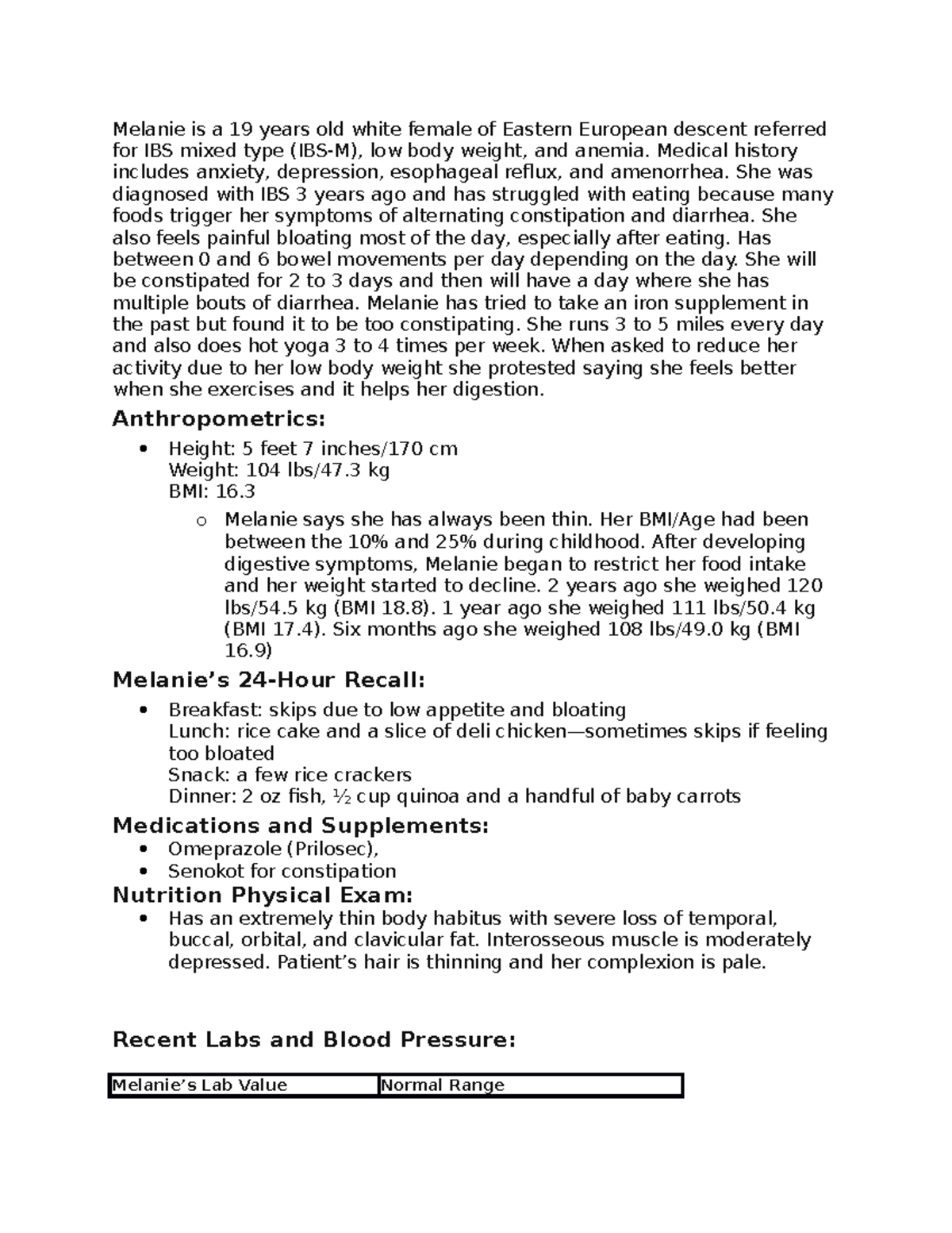 anemia patient case study