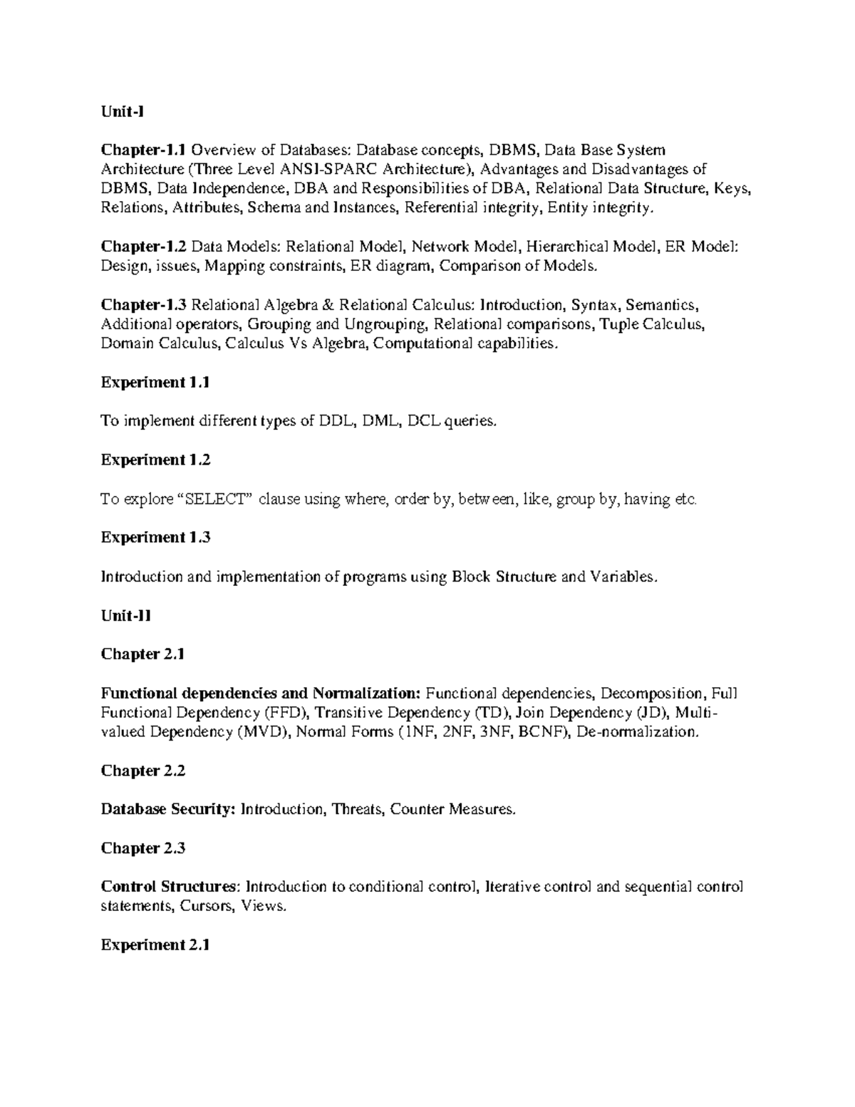 DBMS Syllabus - ddddddddddddddddddddddddddddddddddddddddddddddddddddd ...