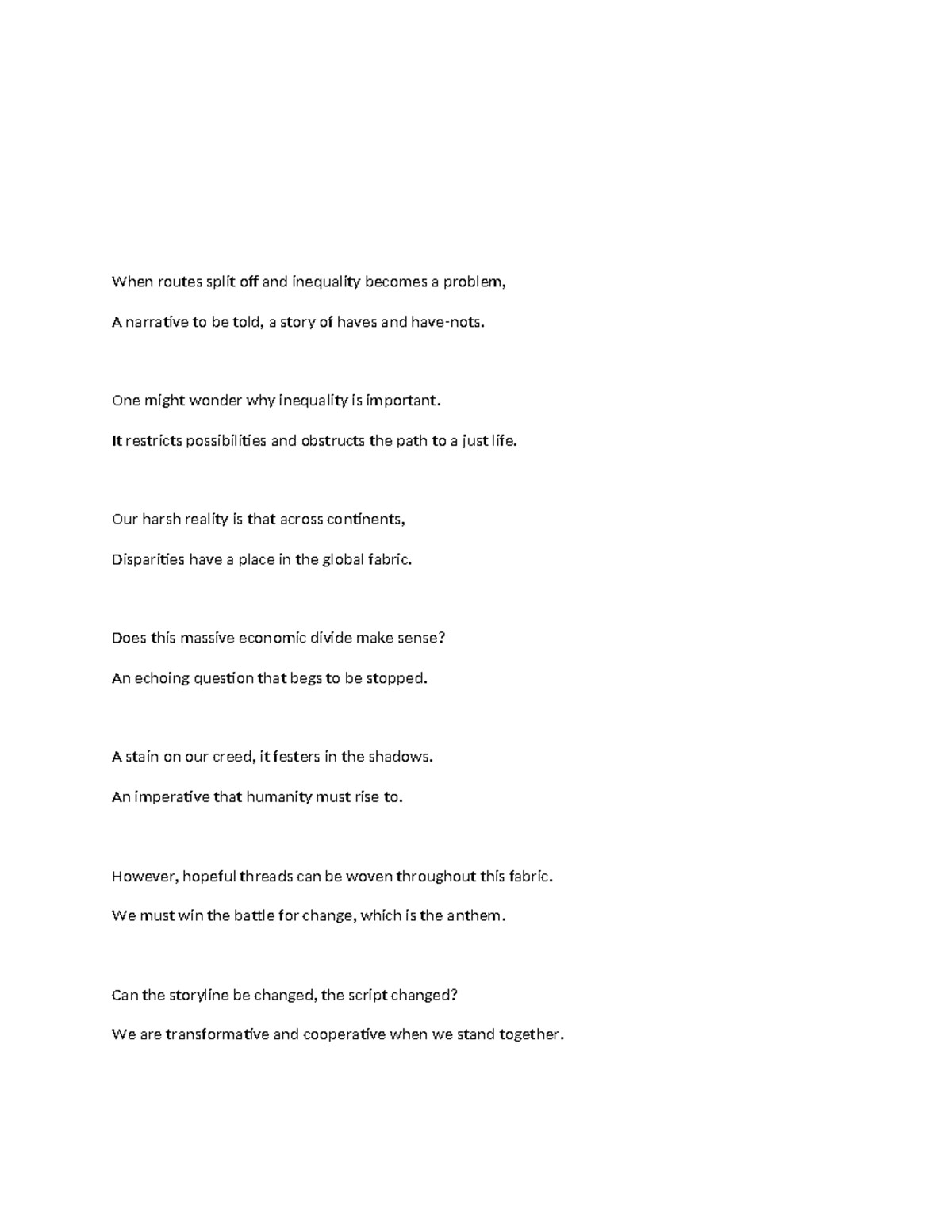 Poem - Disclaimer: for educational purposes only - When routes split ...