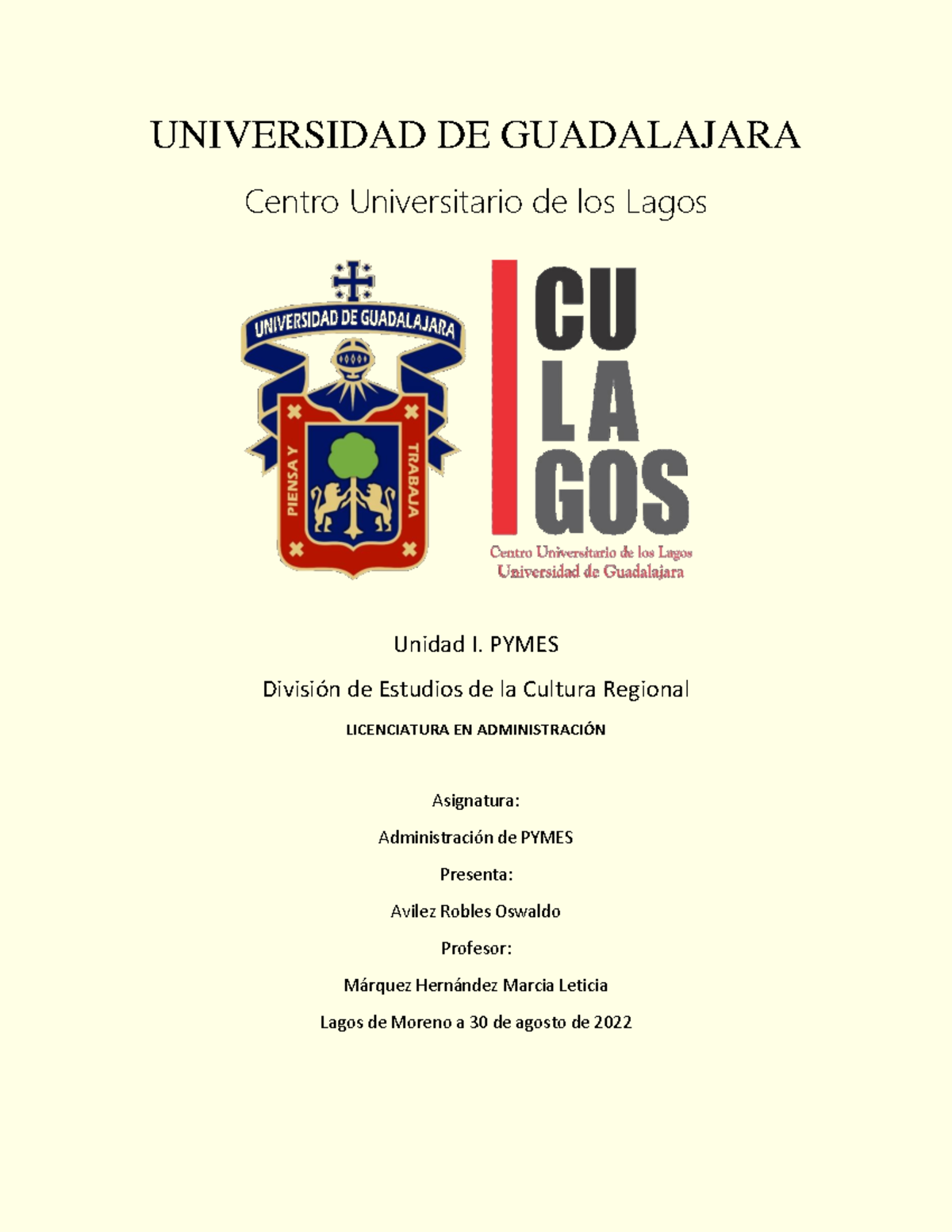 Unidad. 1 Pymes - UNIVERSIDAD DE GUADALAJARA Centro Universitario de ...