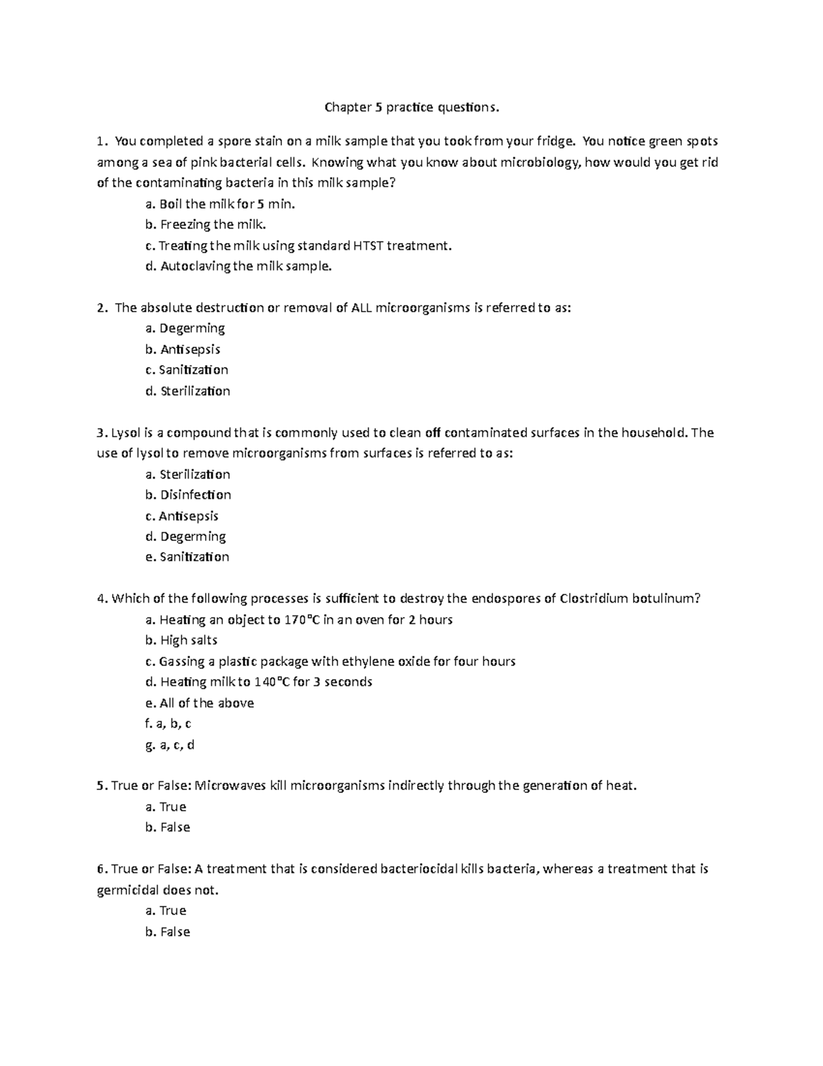 Chapter 5 practice questions - Chapter 5 practice questions. You ...