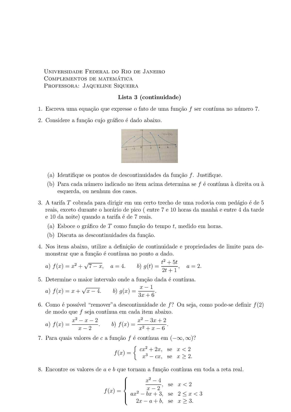Lista 3 Complementos De Matematica Studocu