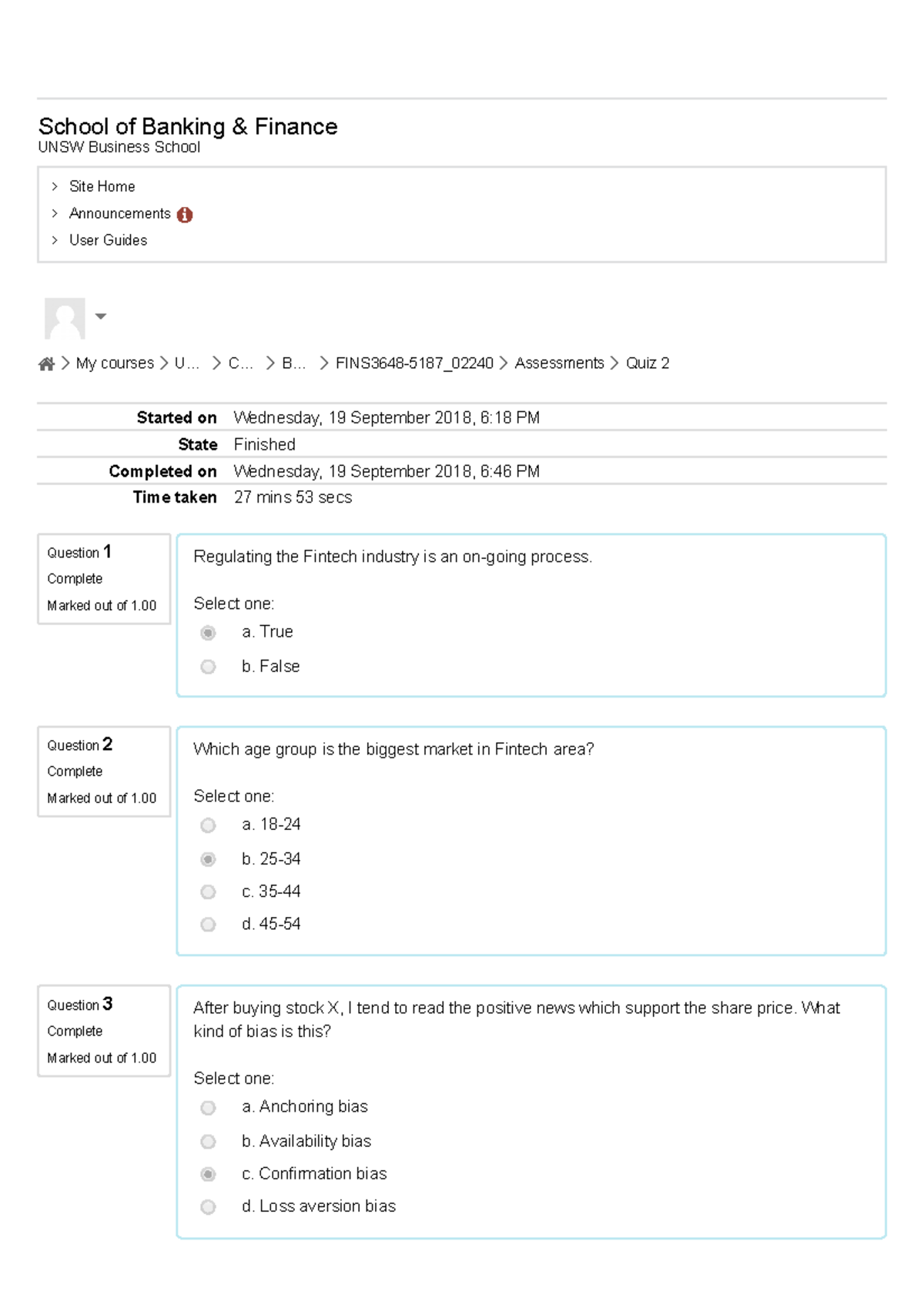 Quiz 2 Bank - Quiz 2 Bank - Site Home Announcements User Guides School ...