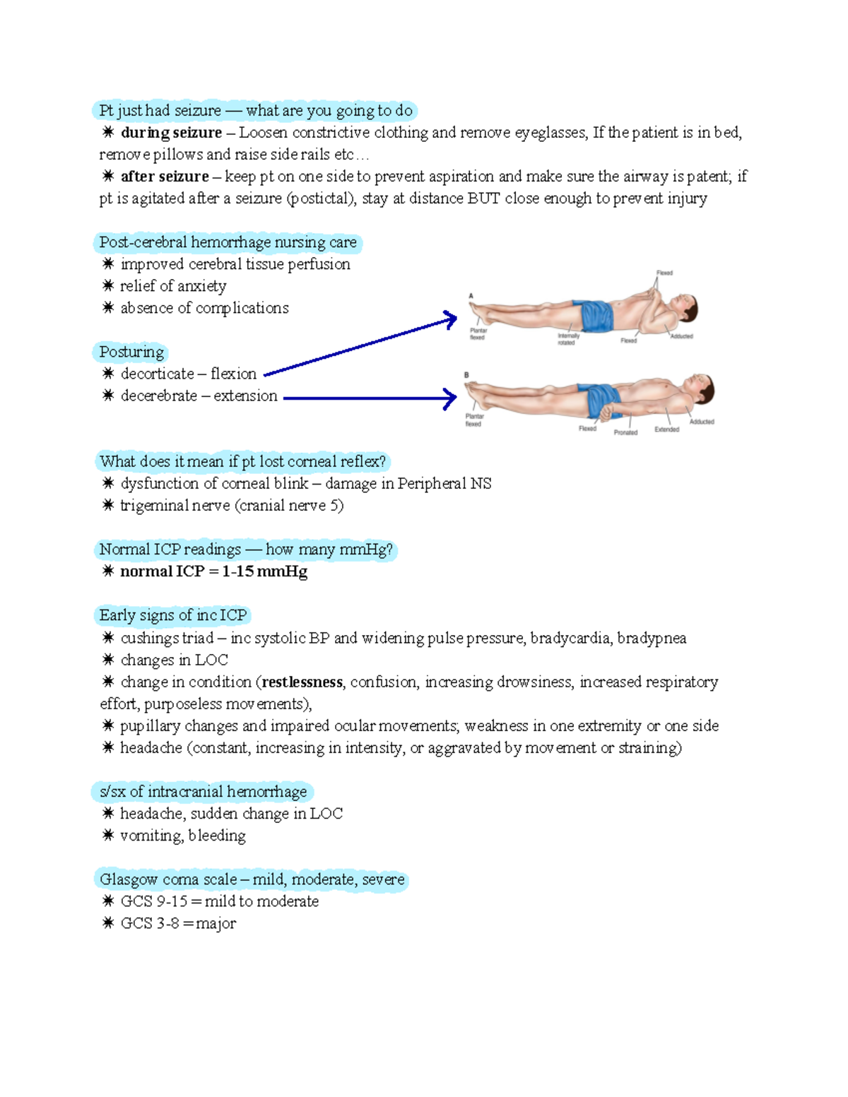 Med surg exam 2 review - Pt just had seizure — what are you going to do ...