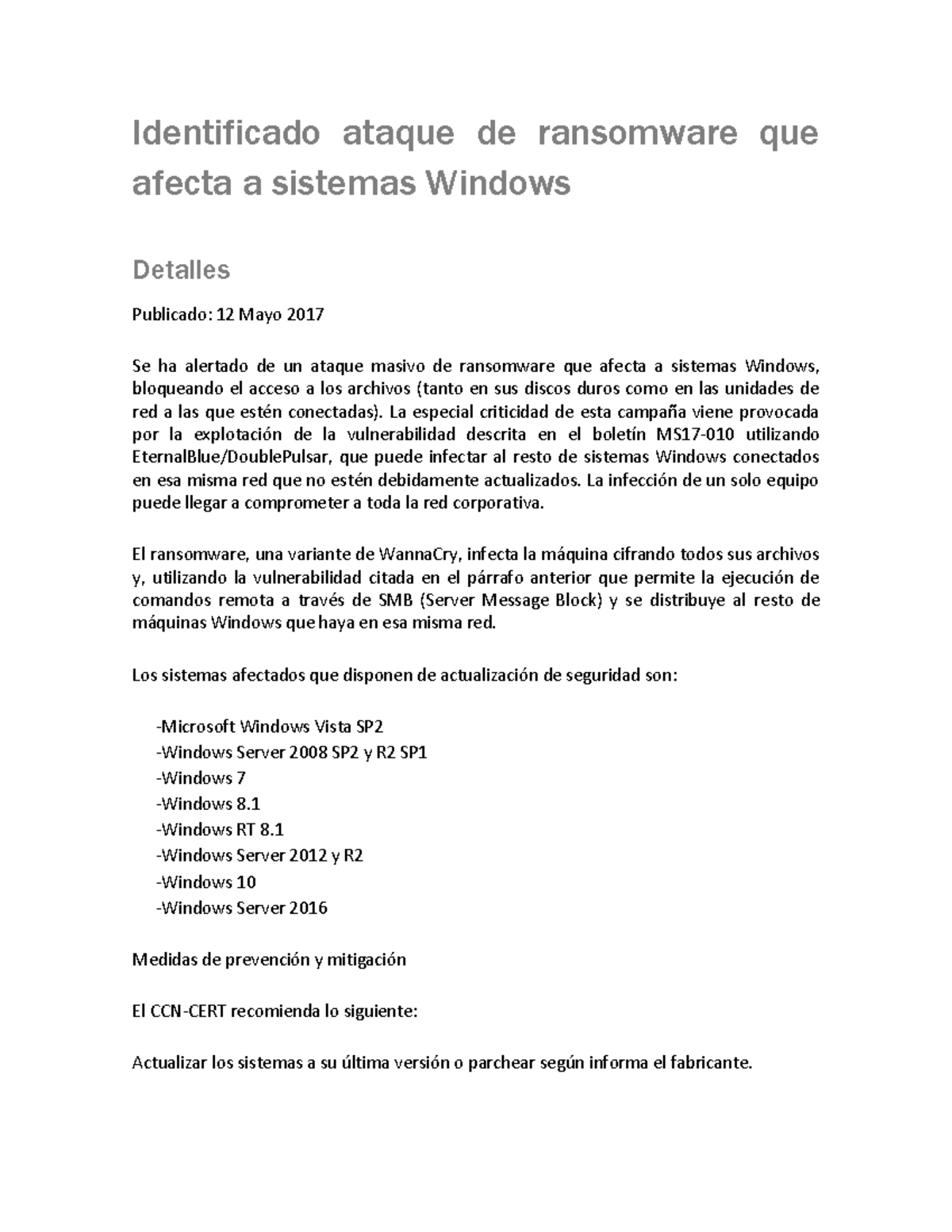 02- Masivo ataque de ransomware afecta a sistemas Windows ...