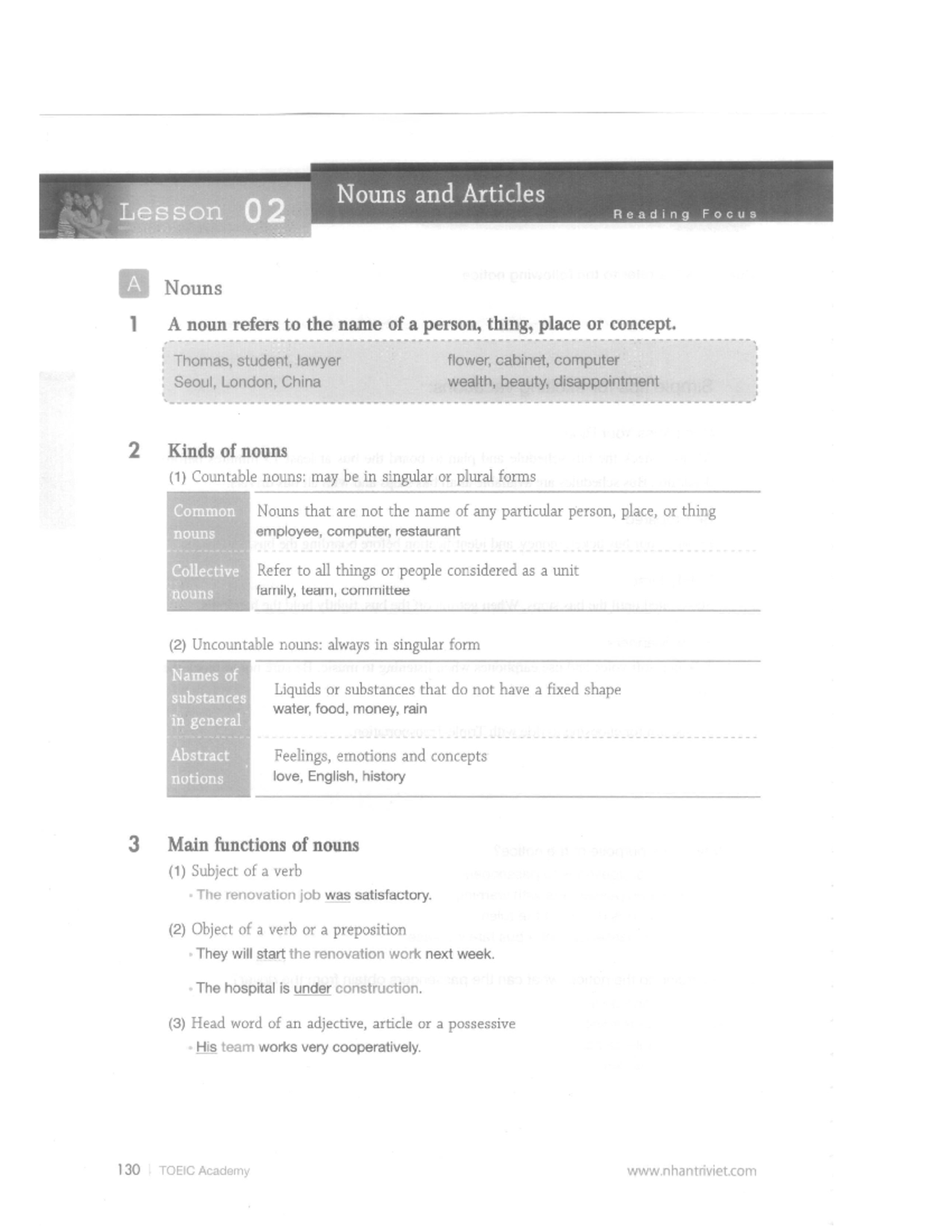 3. Reading Lesson 2 dfsf I Nouns and Articles _ .. Reading Focus