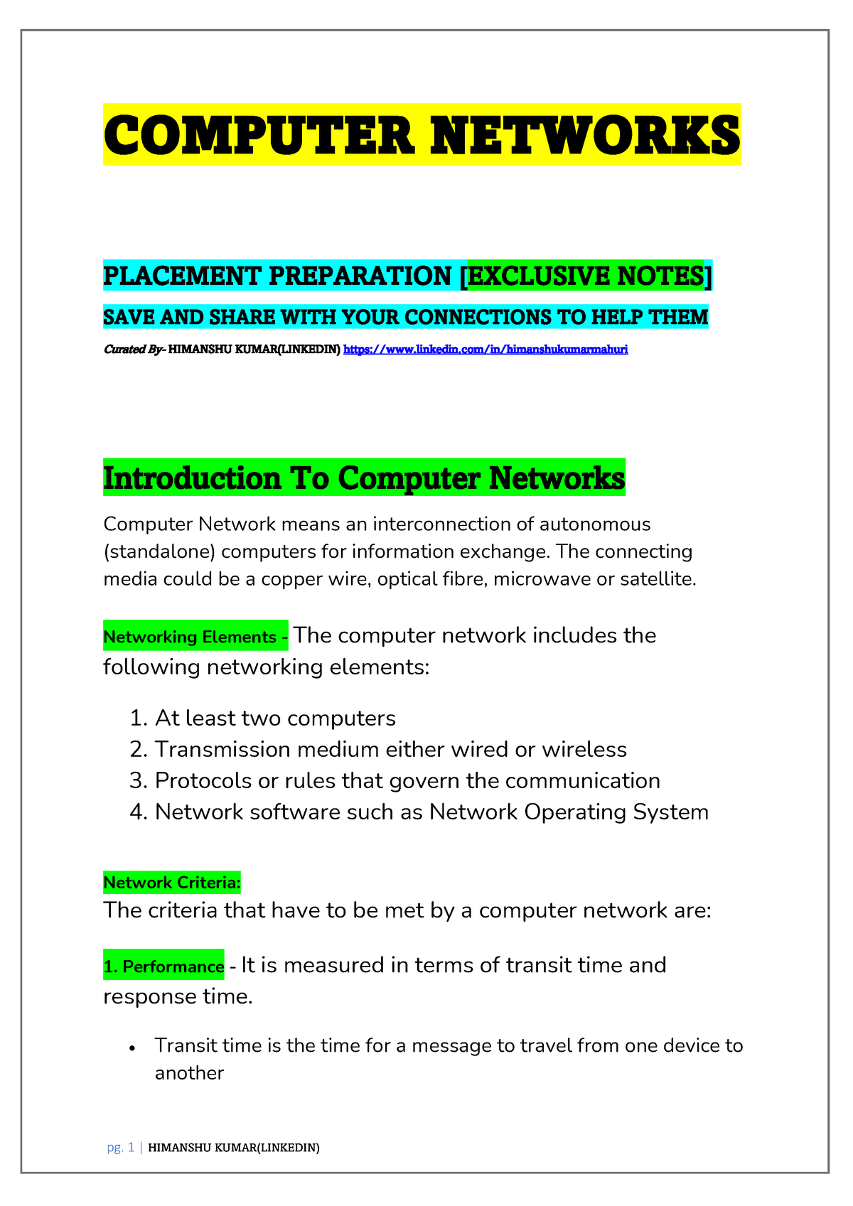 computer network notes in hindi