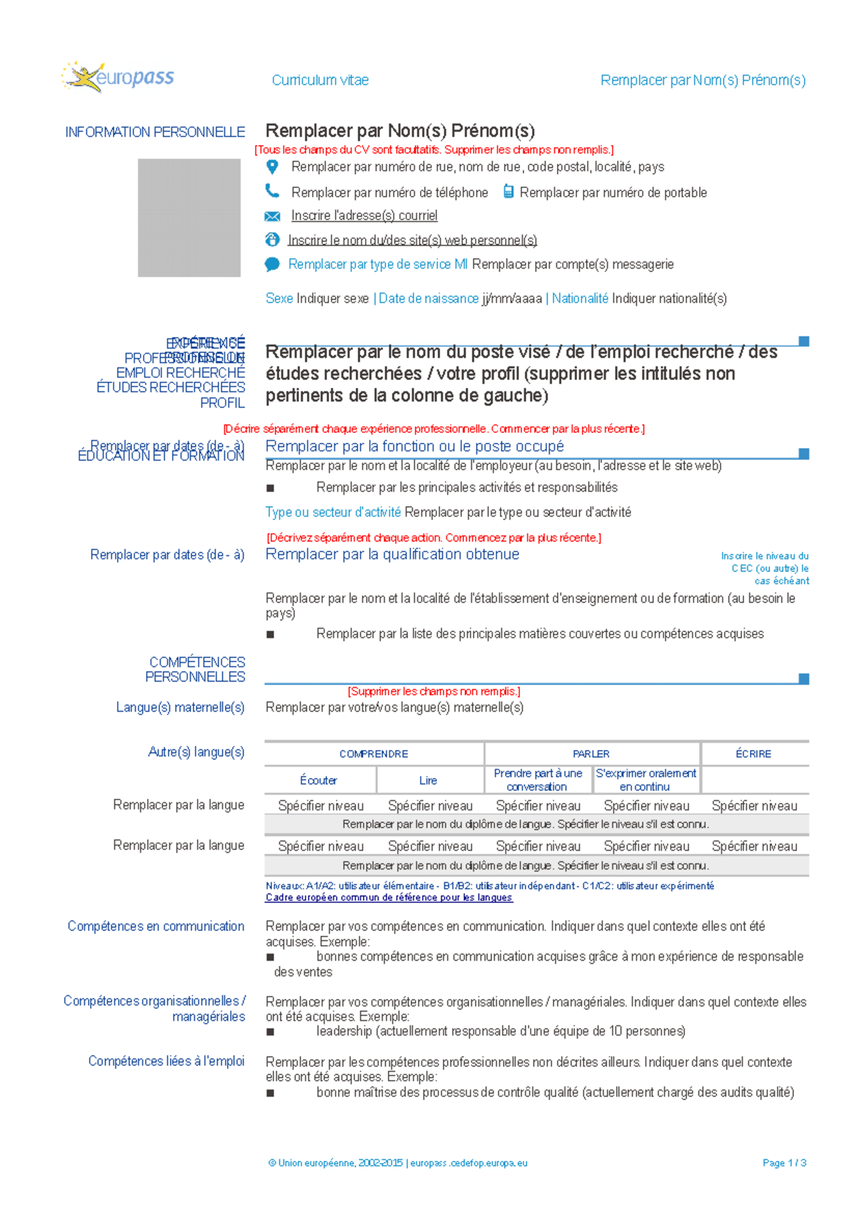 curriculum-francese-curriculum-vitae-remplacer-par-nom-s-pr-nom-s