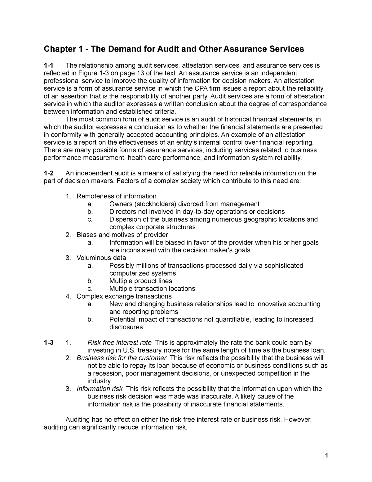 Audit Notes Chapter 1 - Chapter 8 (Financial Audit 1) - Chapter 1 - The ...