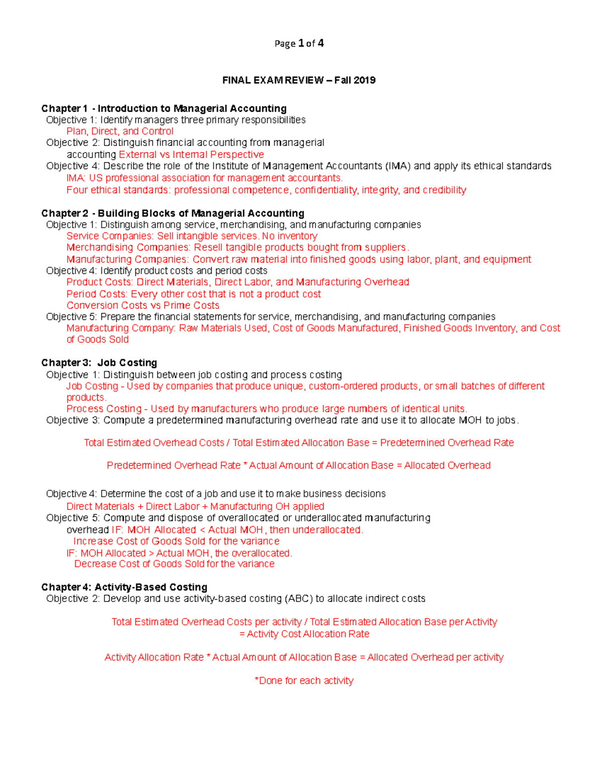 Final Exam Review Word - Lecture notes 1-11 - FINAL EXAM REVIEW – Fall ...