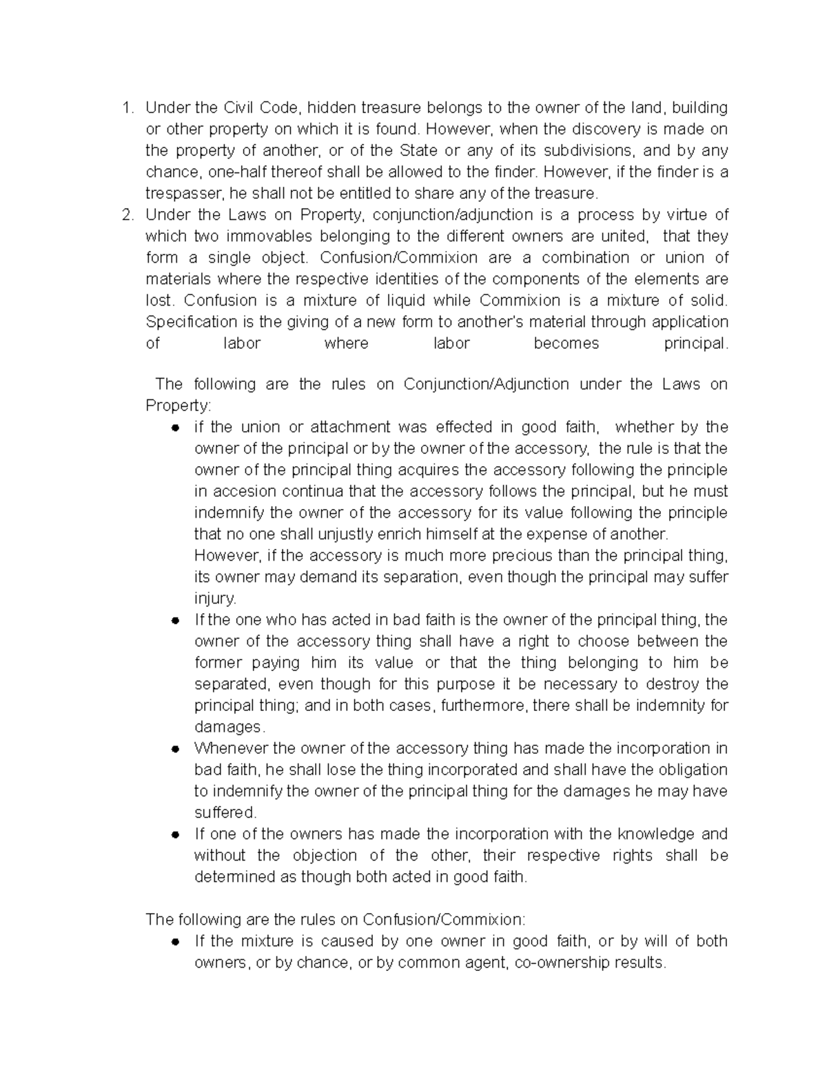 Civil-REV-EXAMANATION - Under the Civil Code, hidden treasure belongs ...