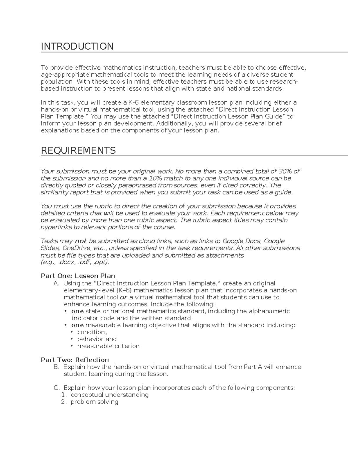 Task 1 Rubric 2024 - INTRODUCTION To provide effective mathematics ...