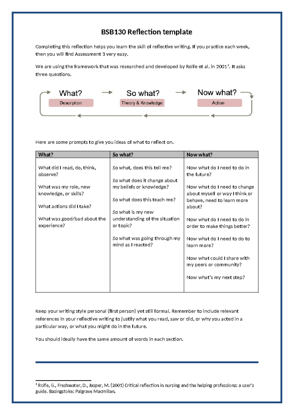 BSB130 Reflection Template - BSB130 Reflection template Completing this ...