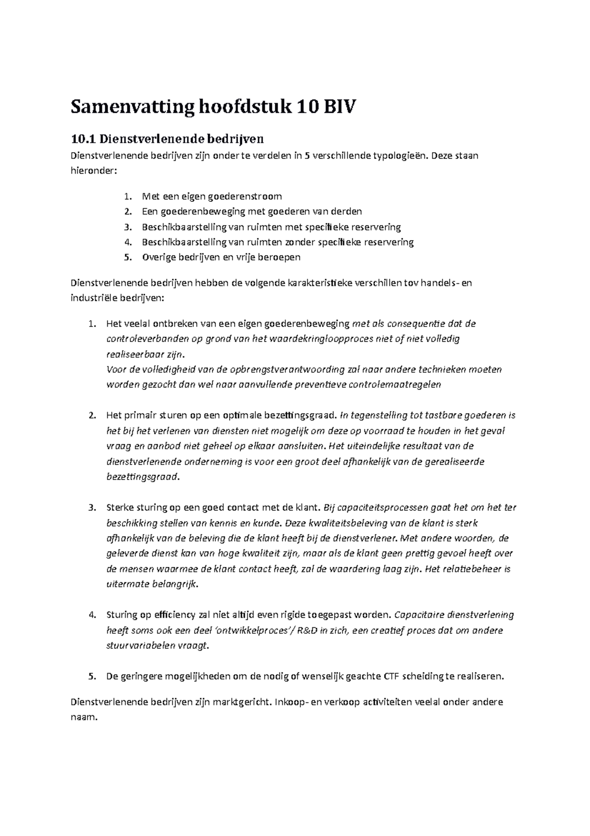 Samenvatting BIV Hoofdstuk 10 2 3 4 5 Met Een Eigen