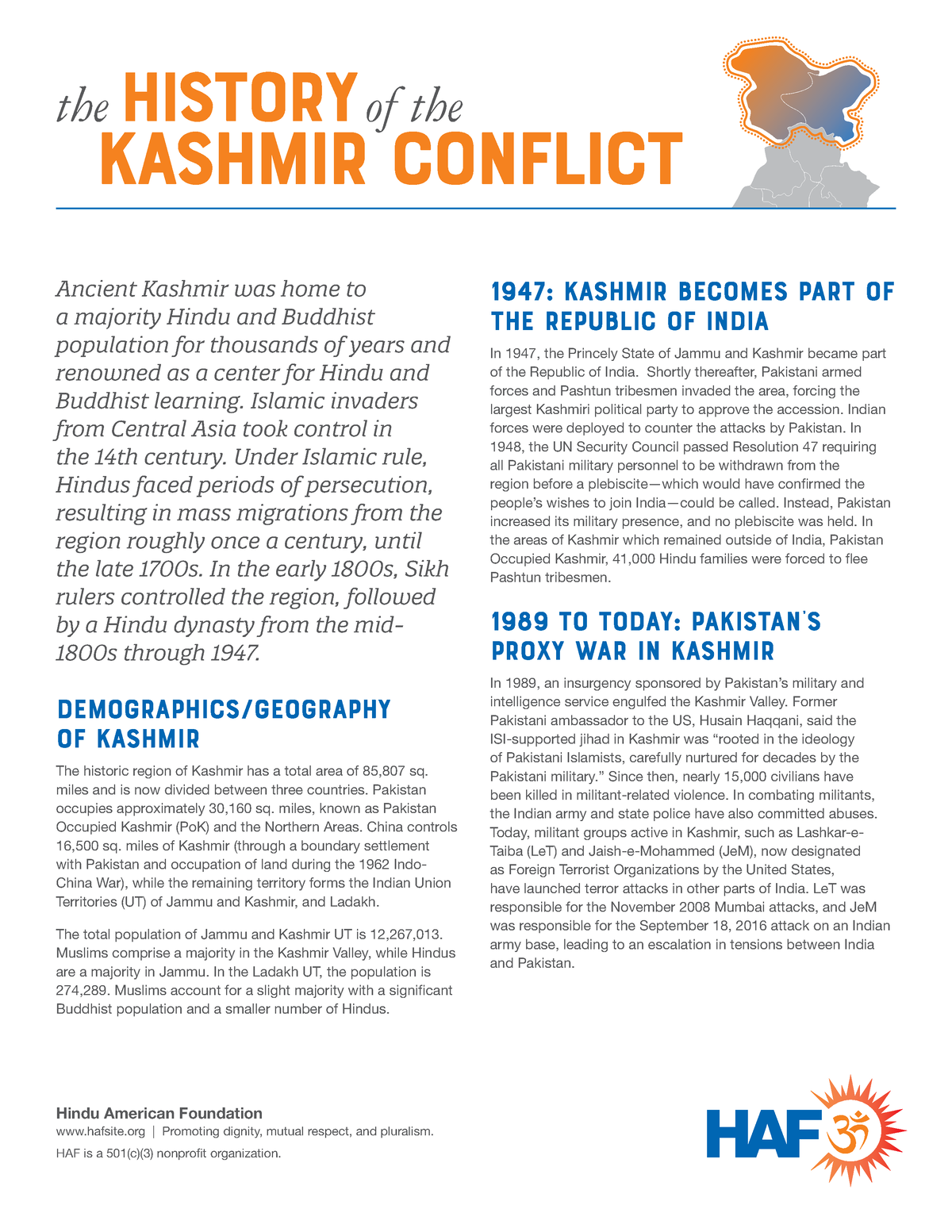 Kashmir Conflict History Brief HAF - Hindu American Foundation Hafsite ...