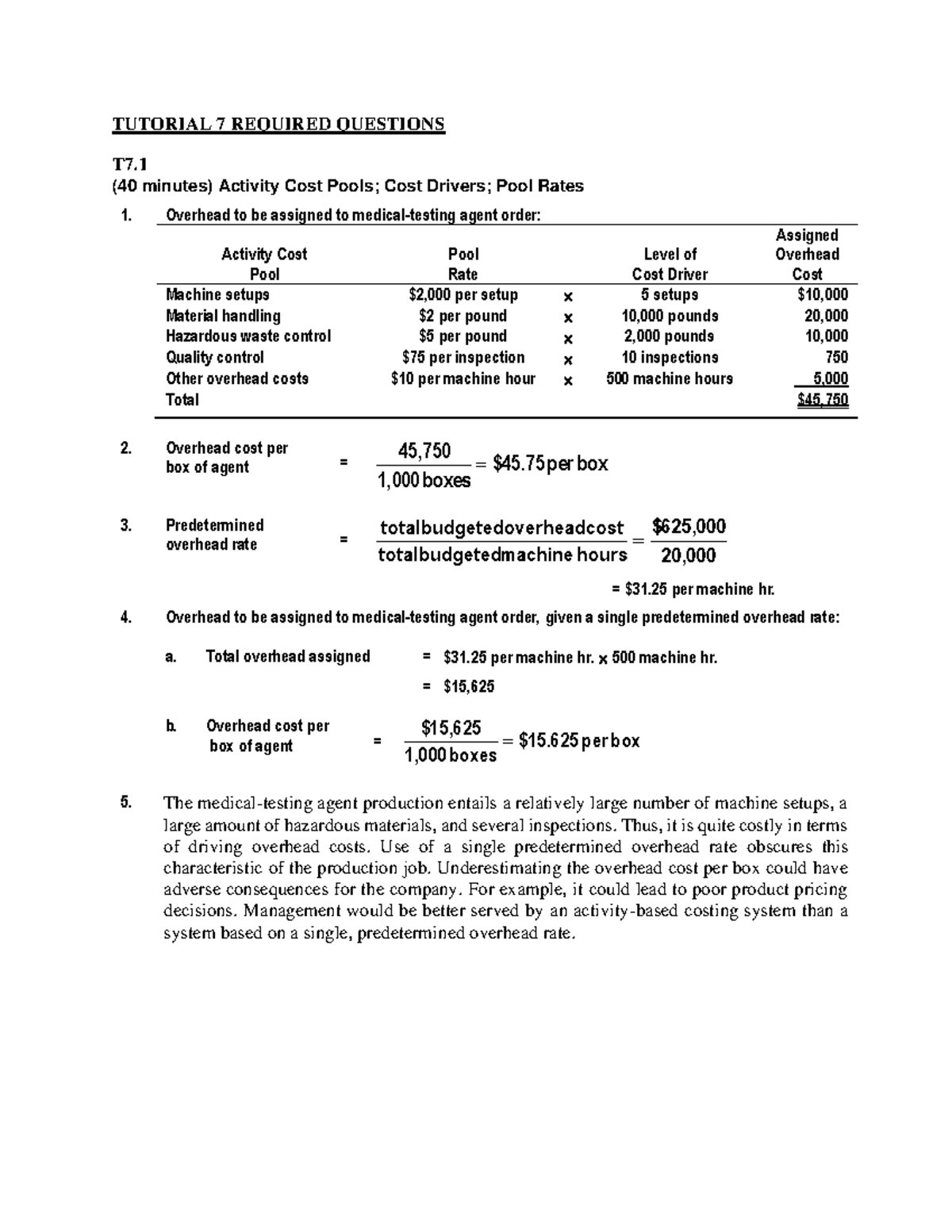 Tutorial 7 Suggested Solutions Req & Opt - TUTORIAL 7 REQUIRED ...