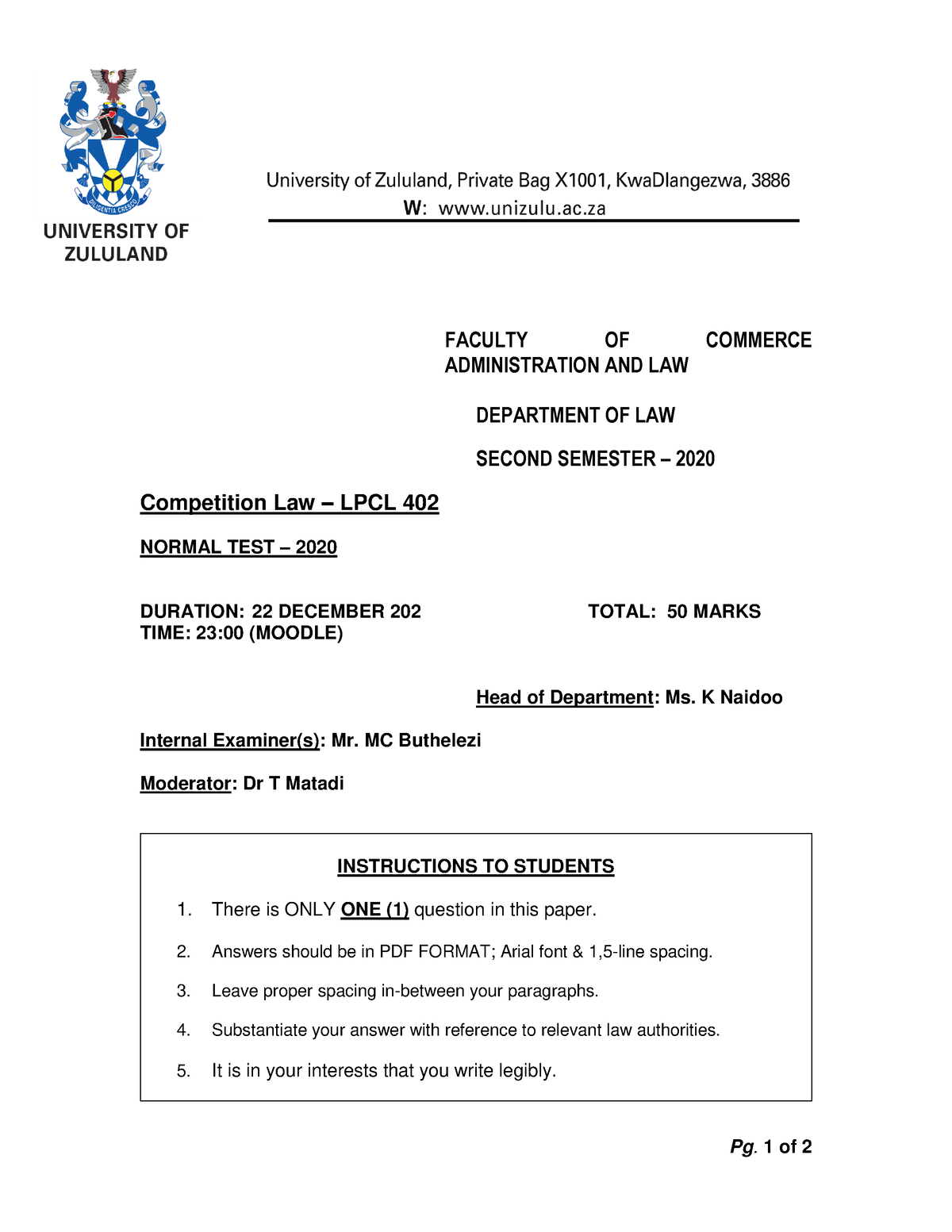 competition-law-test-1-2020-pg-1-of-2-faculty-of-commerce