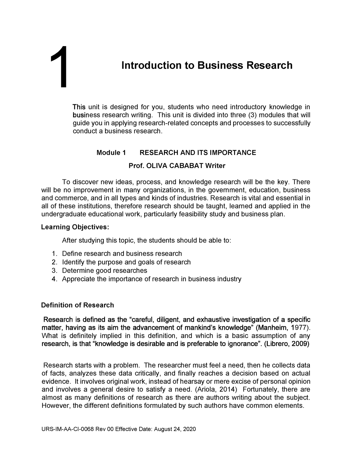 chapter 1 research about business
