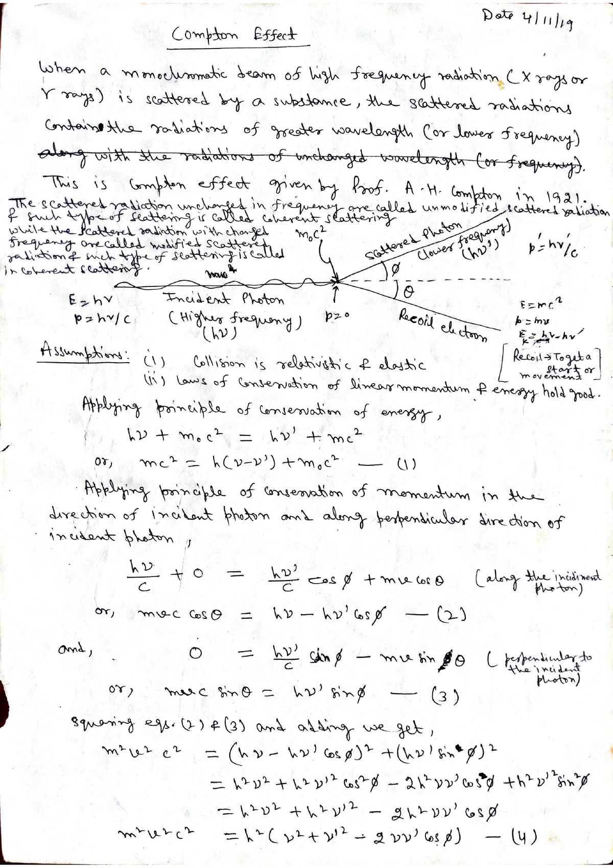 Compton Effect And Numericals - B.tech - Studocu