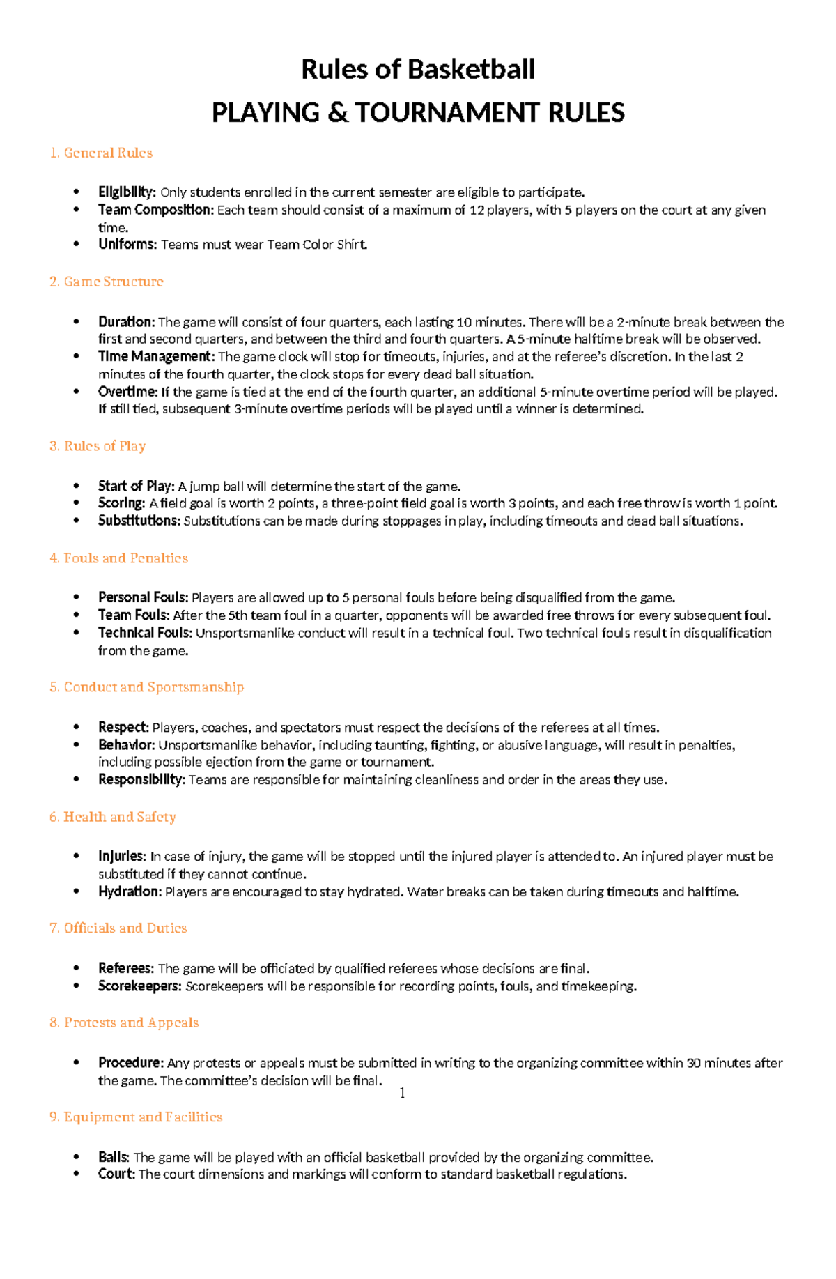 Basket Guidlines - All about guidelines - 1 Rules of Basketball PLAYING ...