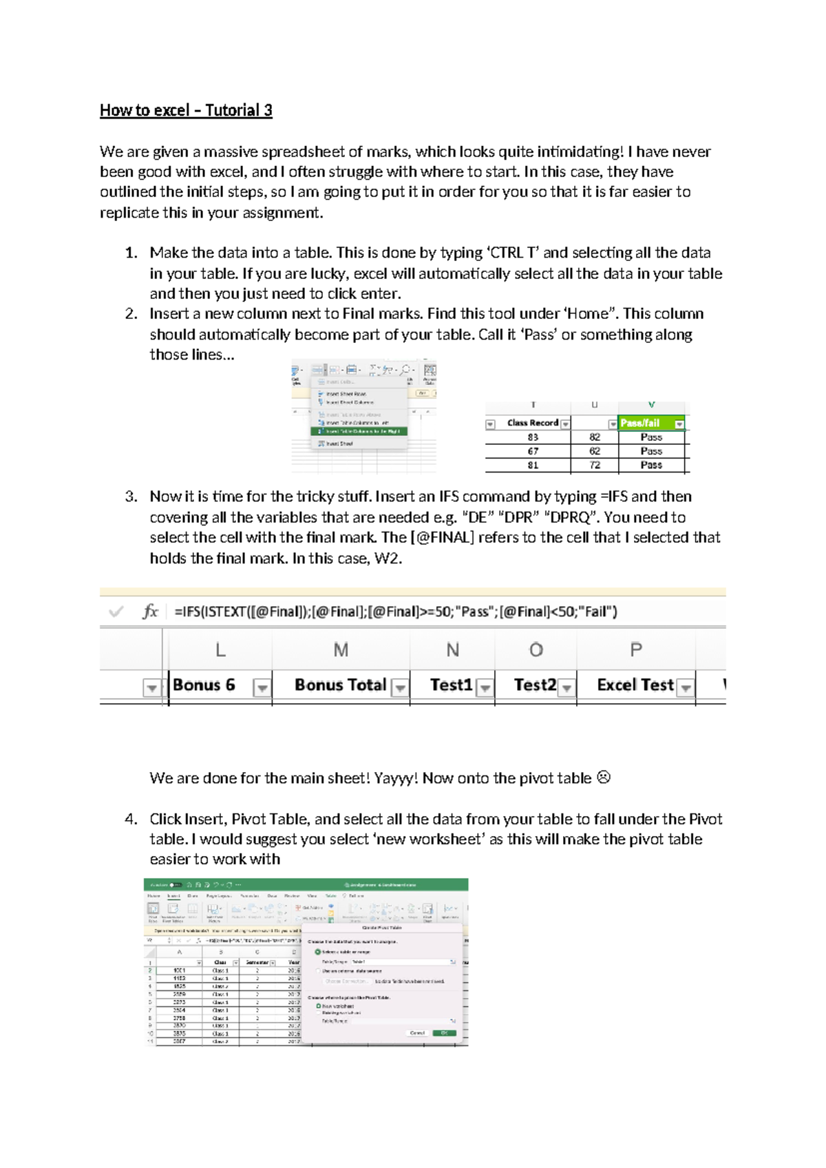 How to excel - Guide - How to excel – Tutorial 3 We are given a massive ...