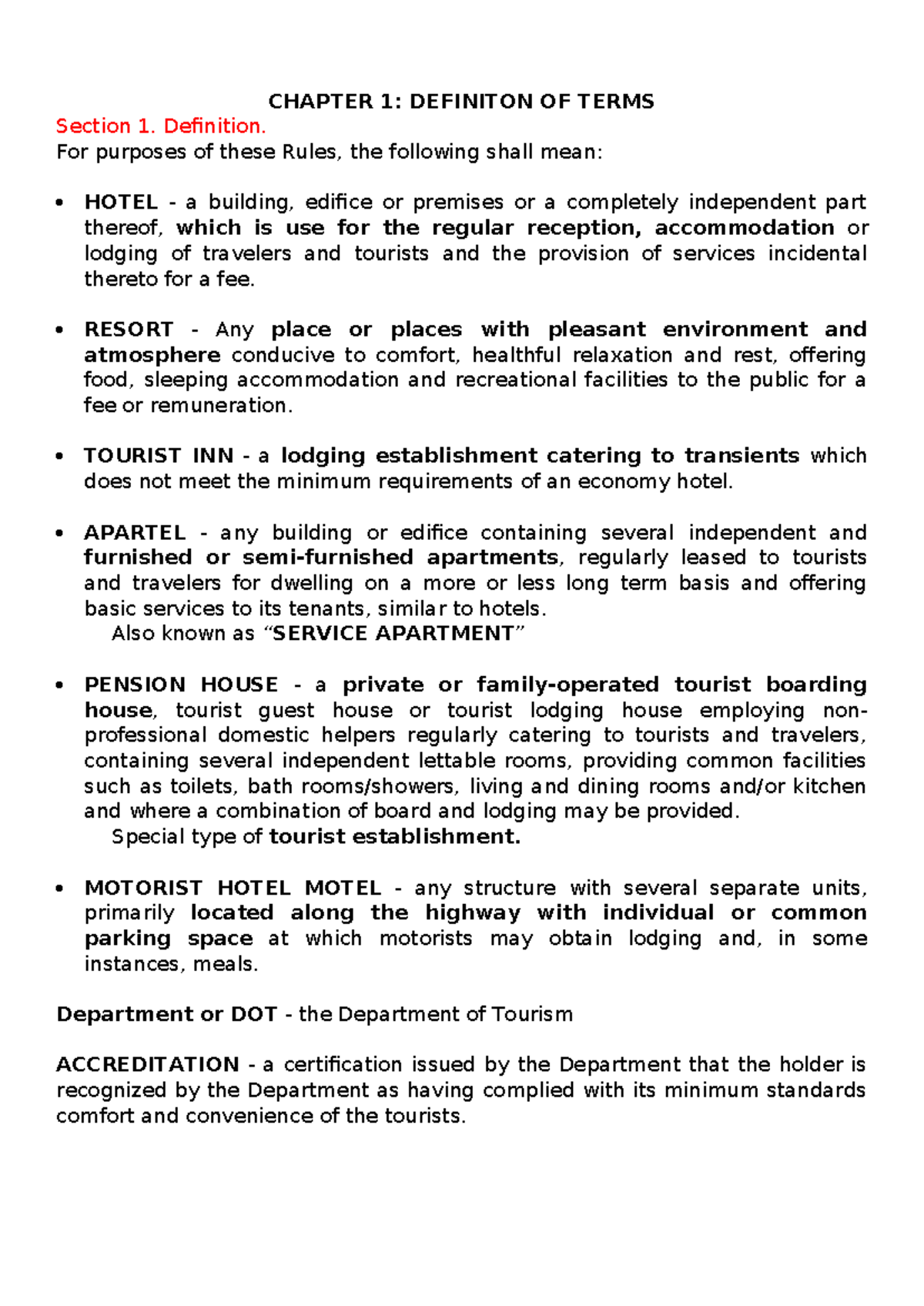 Legal - CHAPTER 1: DEFINITON OF TERMS Section 1. Definition. For ...