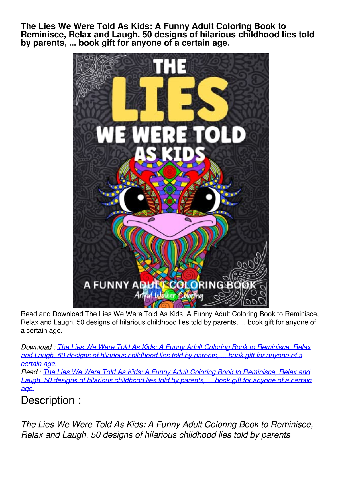 [PDF READ ONLINE] The Lies We Were Told As Kids: A Funny Adult Coloring ...