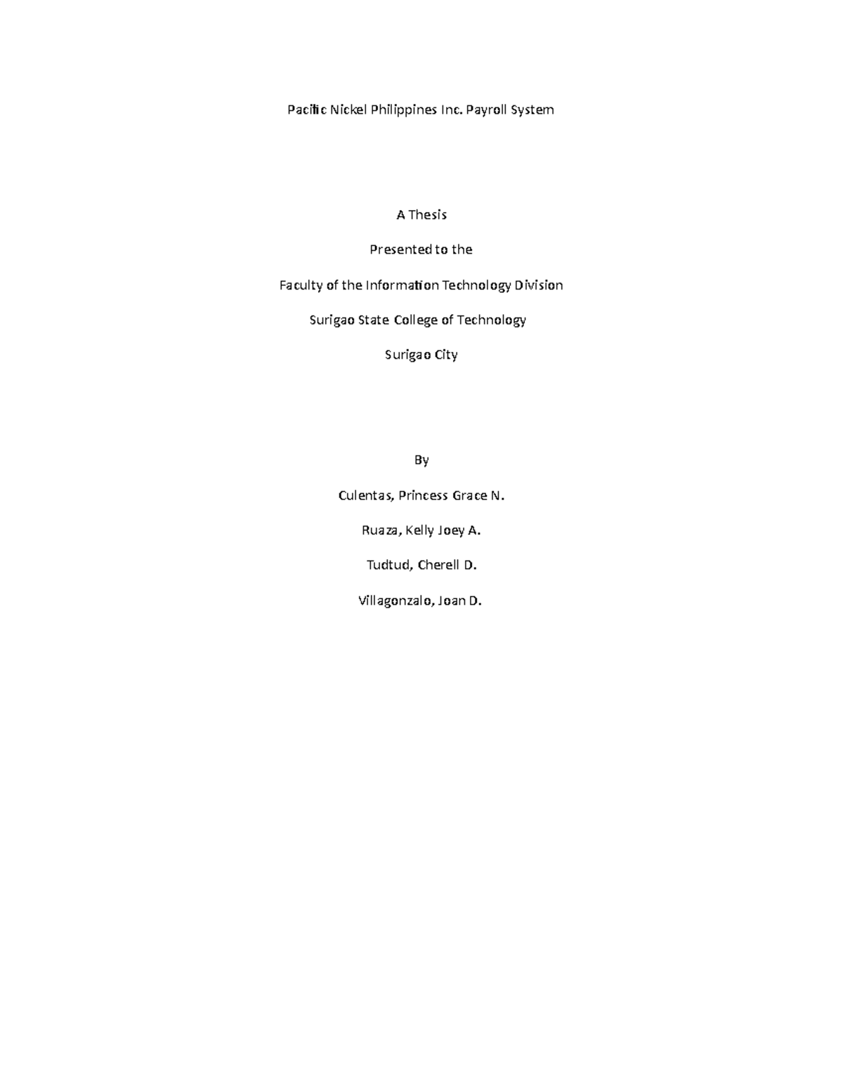 92655400 Thesis Documentation Cagas 114 - Pacific Nickel Philippines ...