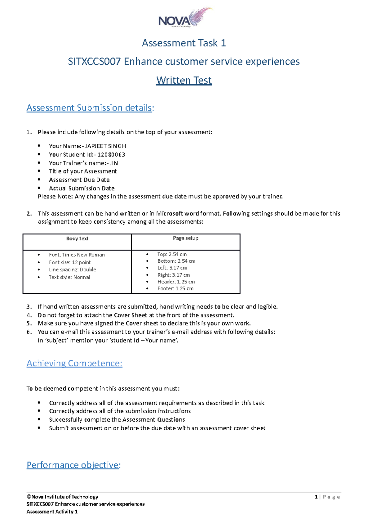 AT1- Sitxccs 007 - For diploma in hospitality management - Assessment ...