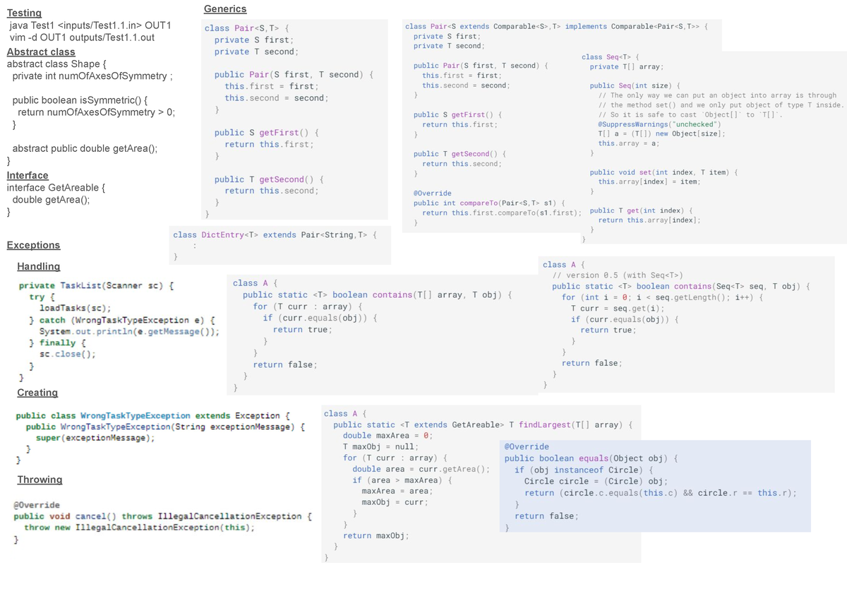 Cs2030s Pe1 Cheatsheet - Testing Java Test1 OUT Vim -d OUT1 Outputs ...