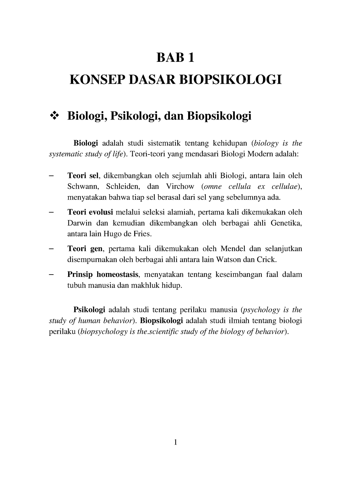 BAB 1 Konsep Dasar Biopsikologi - BAB 1 KONSEP DASAR BIOPSIKOLOGI ...