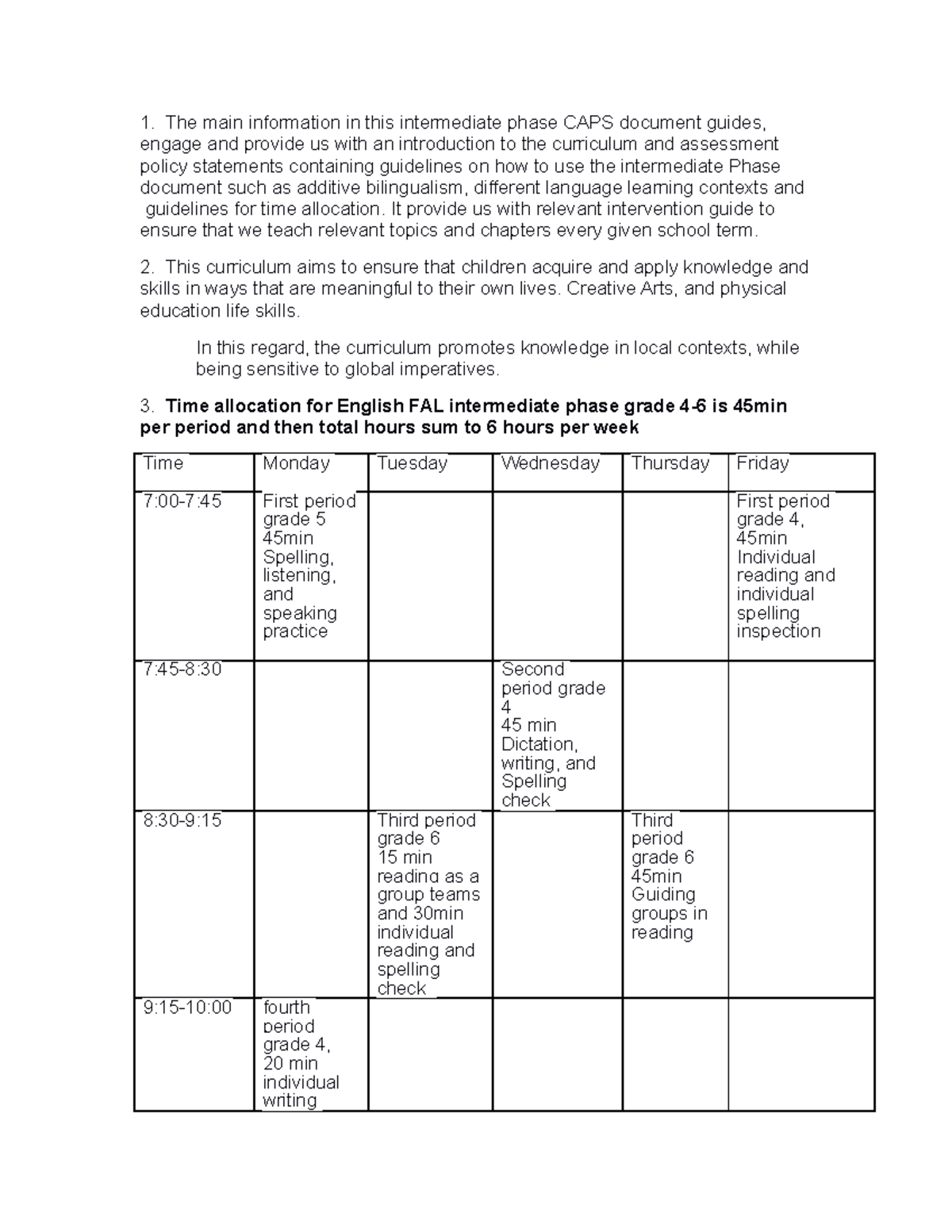 Assign 2 The main information in this intermediate phase CAPS