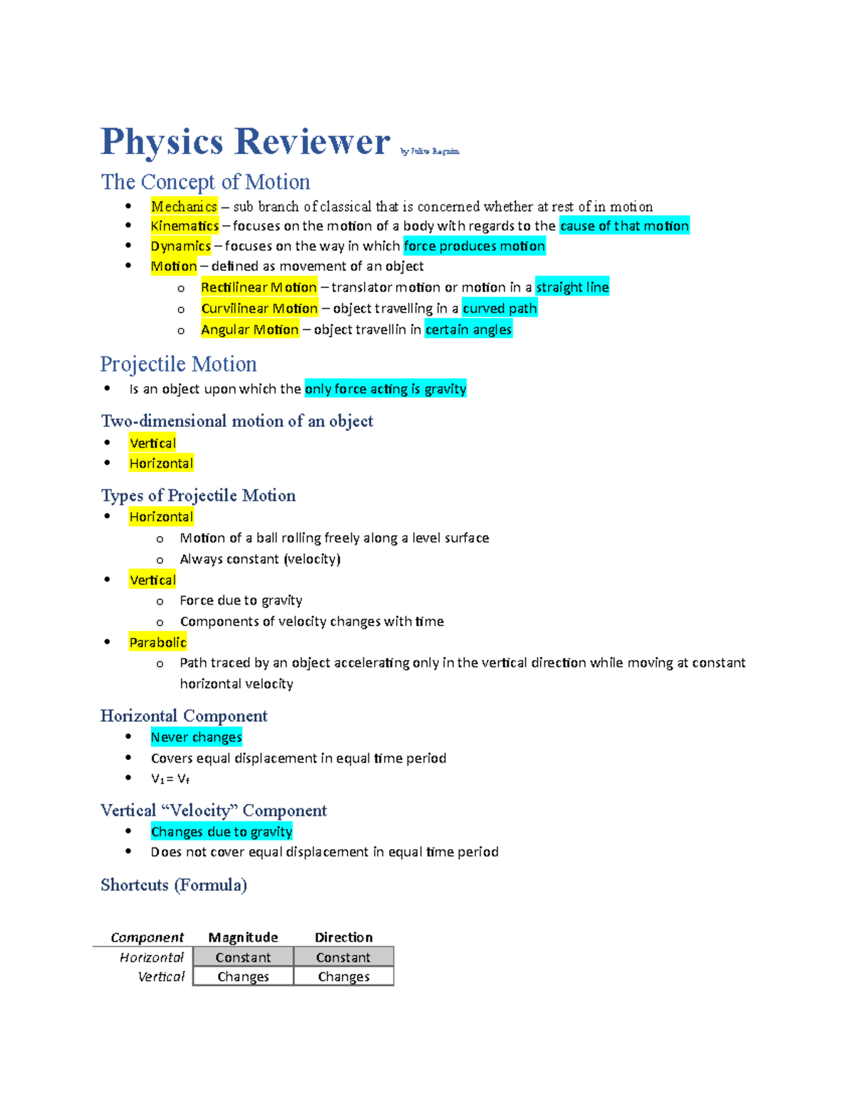 Physics-Reviewer - Lecture notes 7 - Calculus-Based Physics 001 - TIP ...