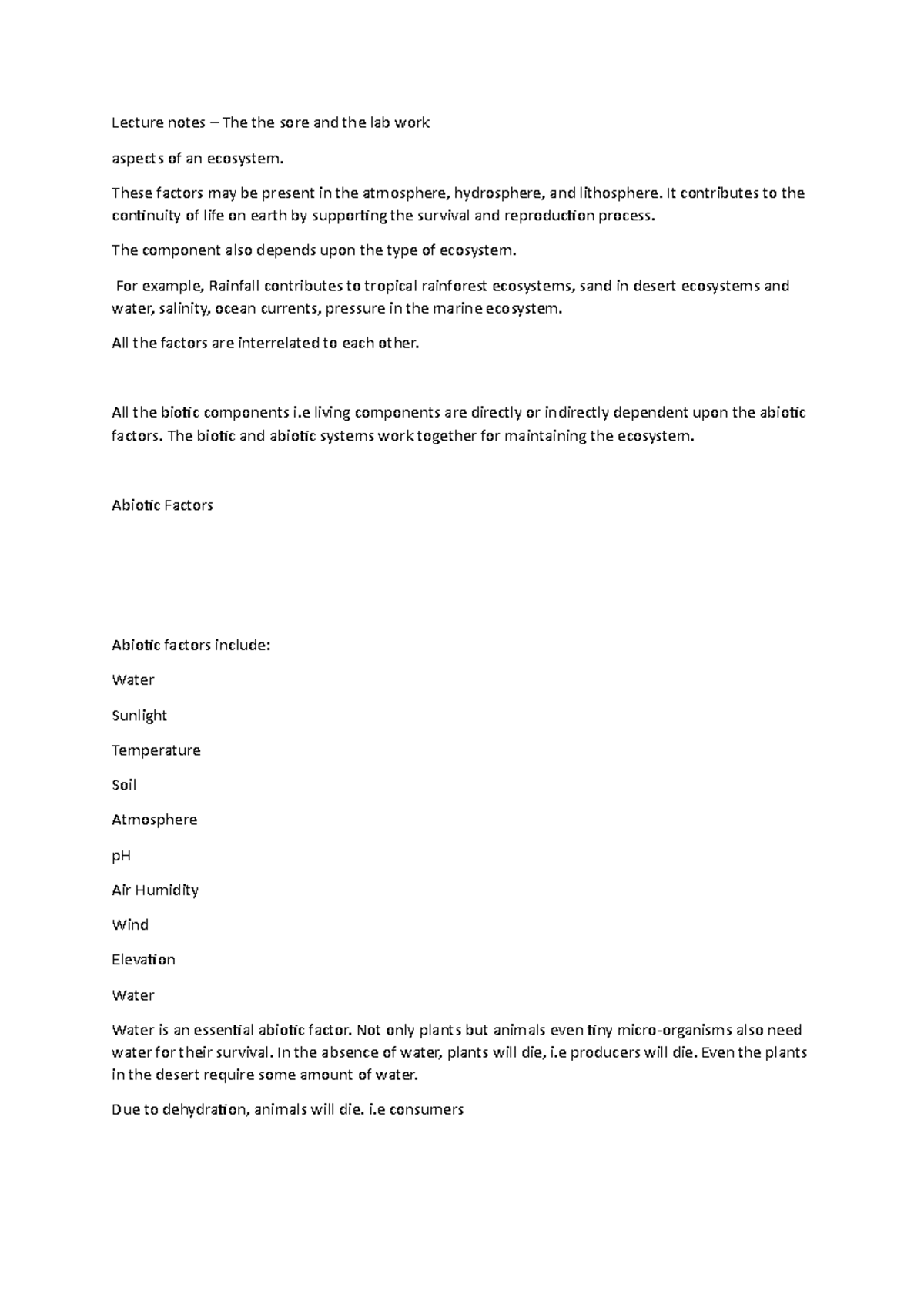 Lecture notes – The the sore and the lab work - These factors may be ...