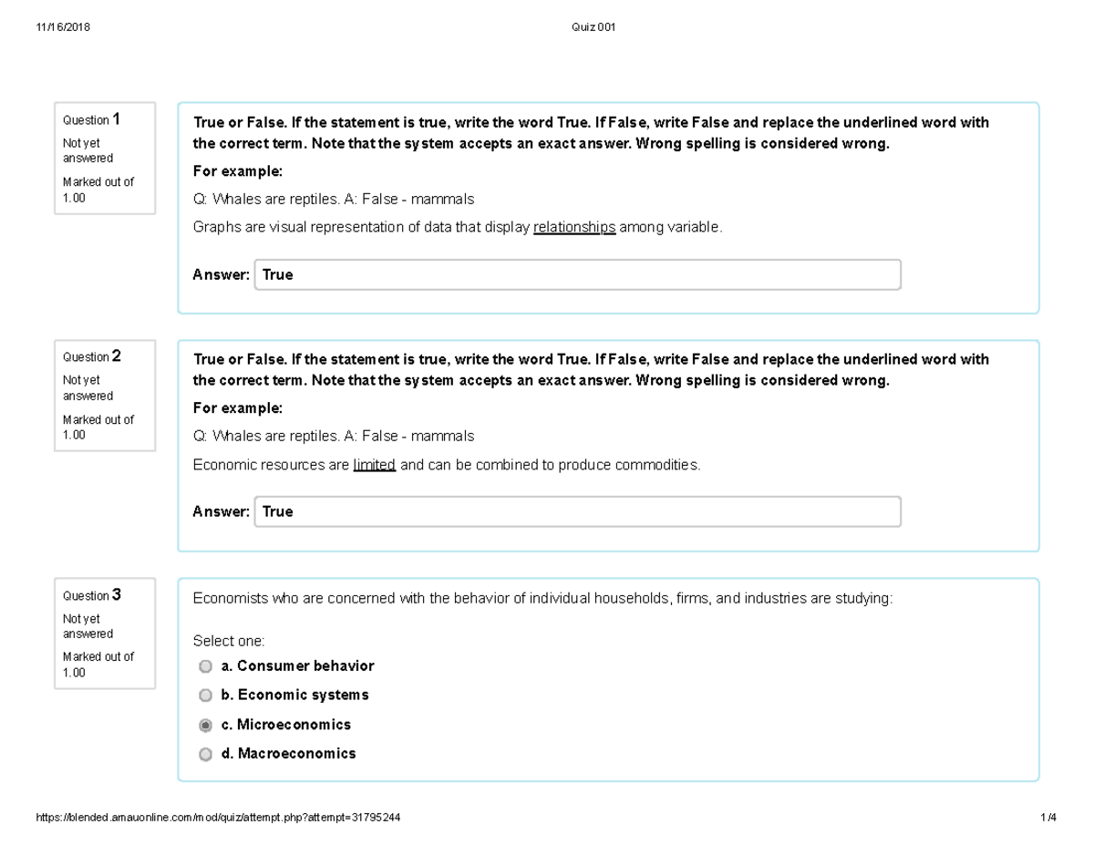 Quiz 15 November 2018, Questions And Answers - Question 1 Not Yet 